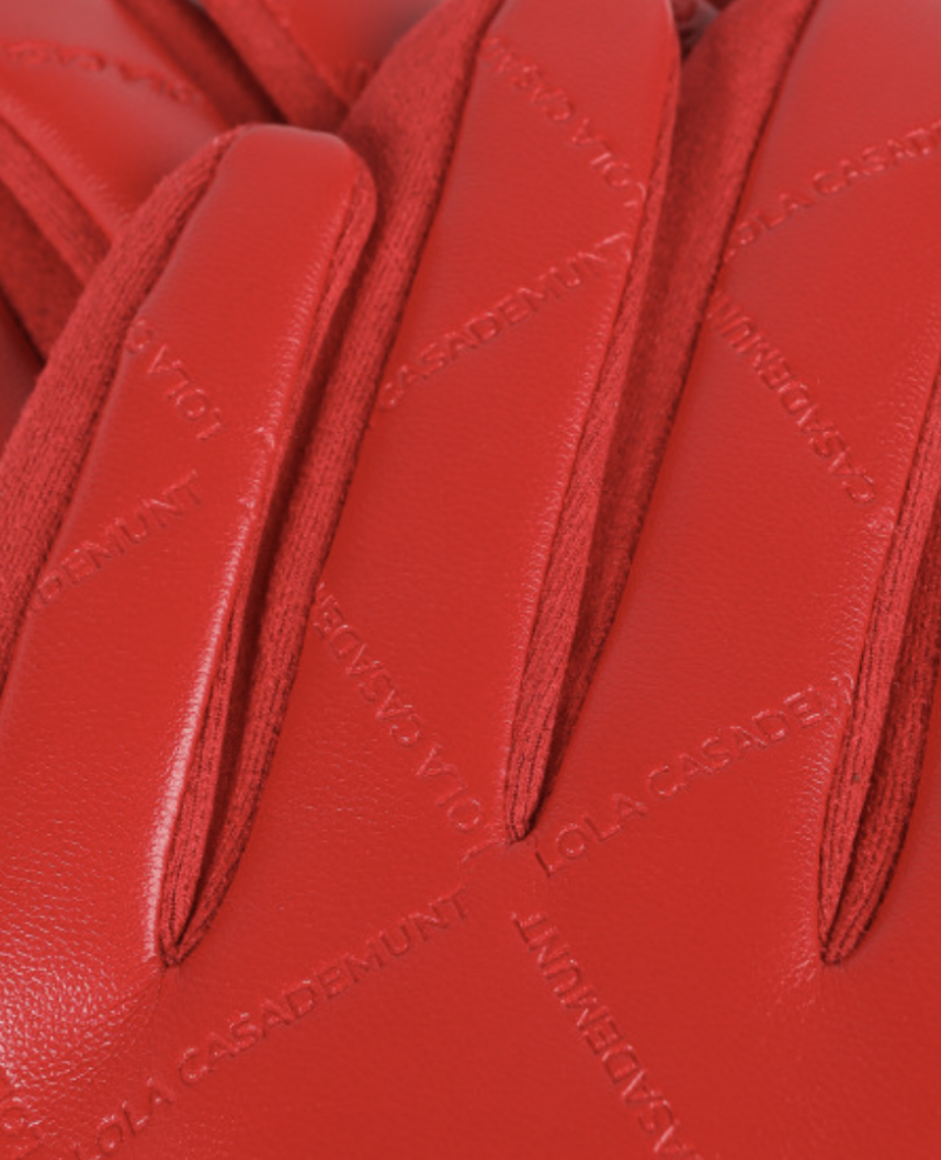 LOLA CASA EVE RED MONOGRAM GLOVES