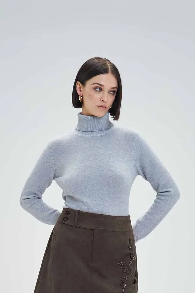 SAMANTHA GREY TURTLE NECK TOP