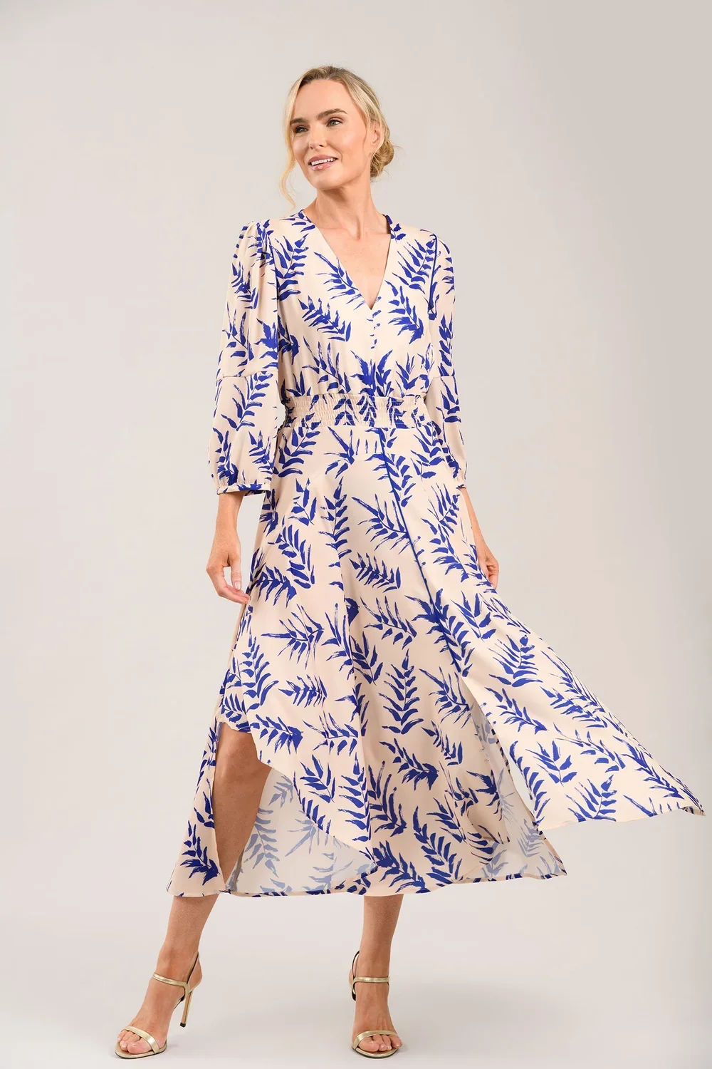 SCOUT BEIGE LEAF PRINT DRESS