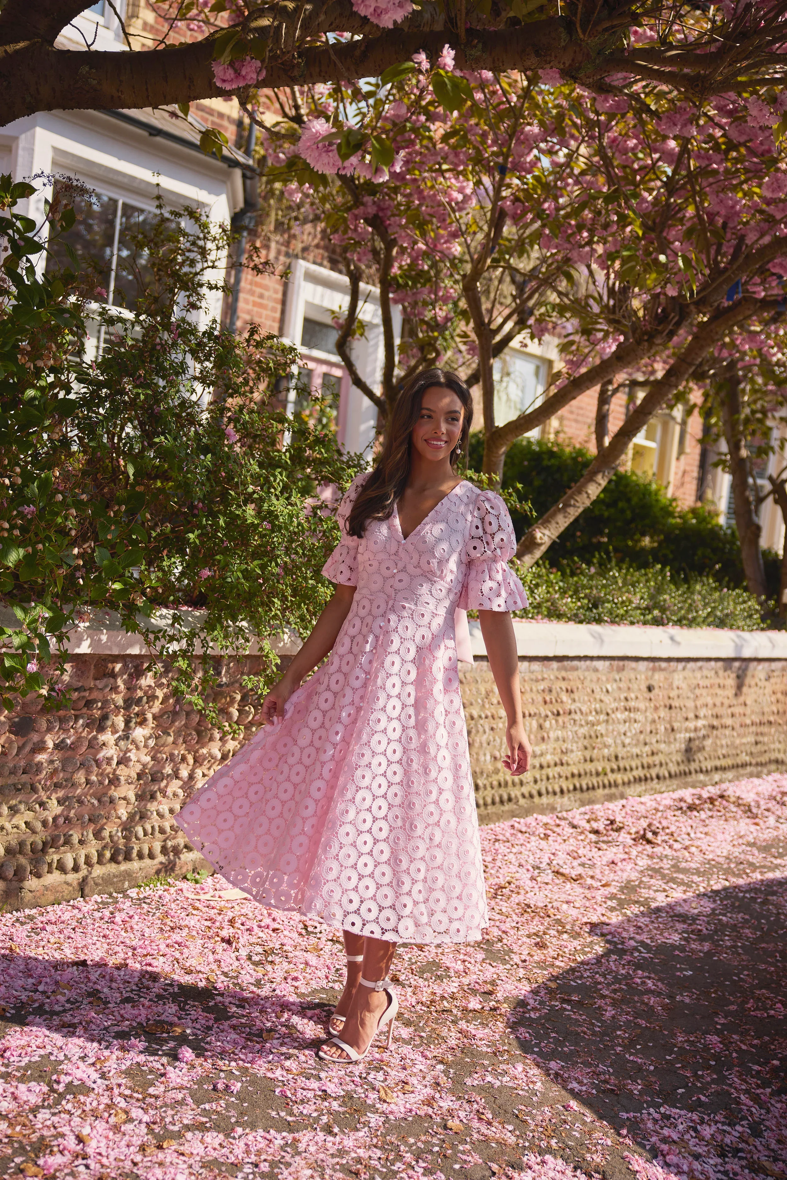 CALLIE PALE PINK LACE DRESS