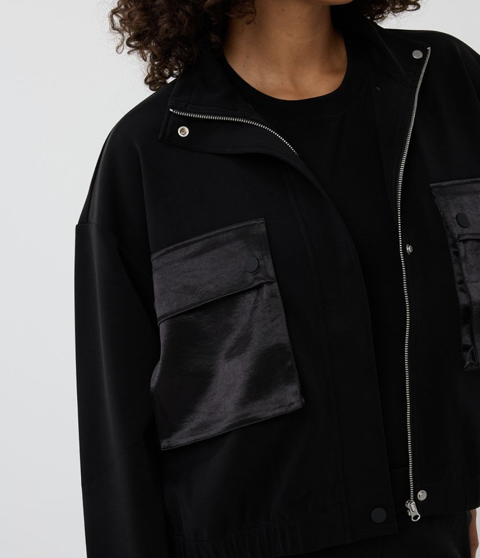 EMER BLACK AND SATIN POCKET JACKET