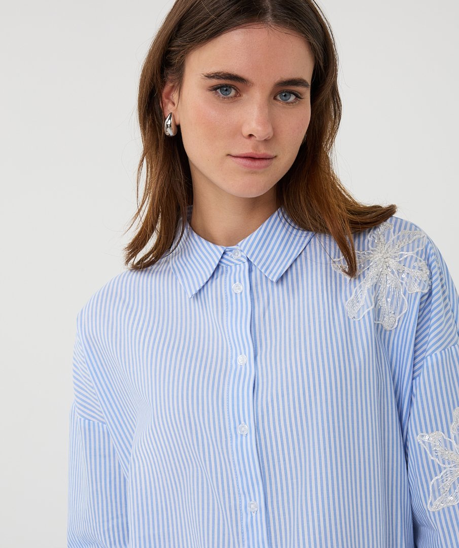 CANDY BLUE/WHITE STRIPE SHIRT