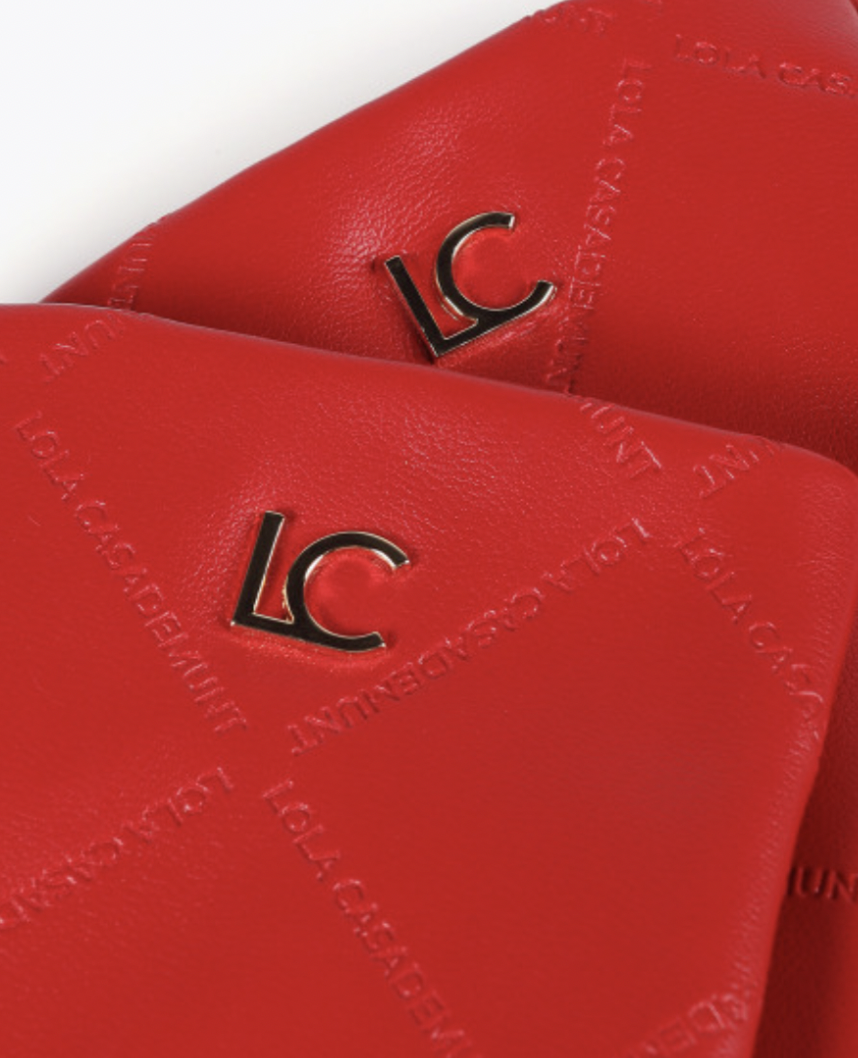 LOLA CASA EVE RED MONOGRAM GLOVES
