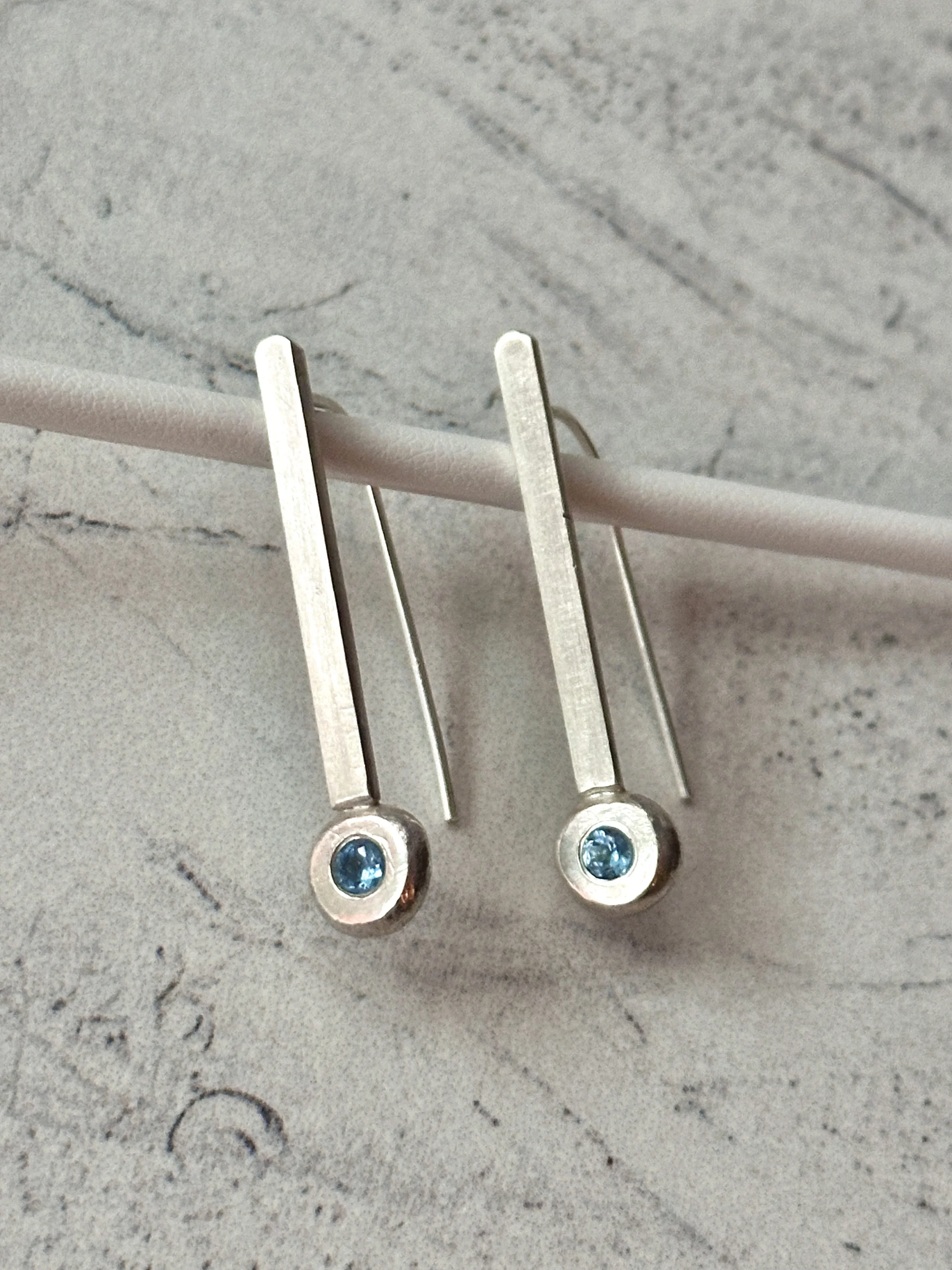 Aquamarine Bar Earrings