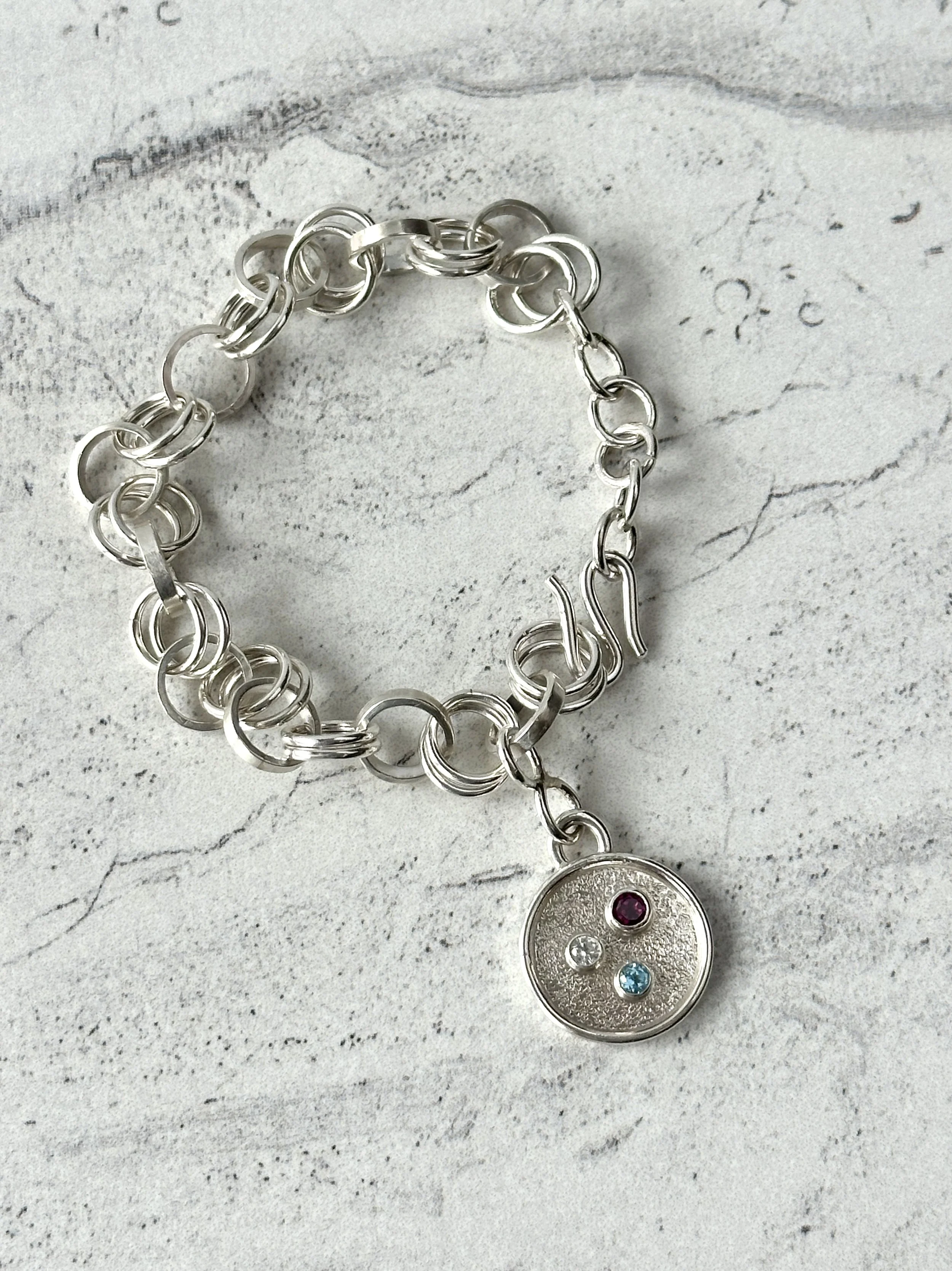 Three Stone Charm Bracelet