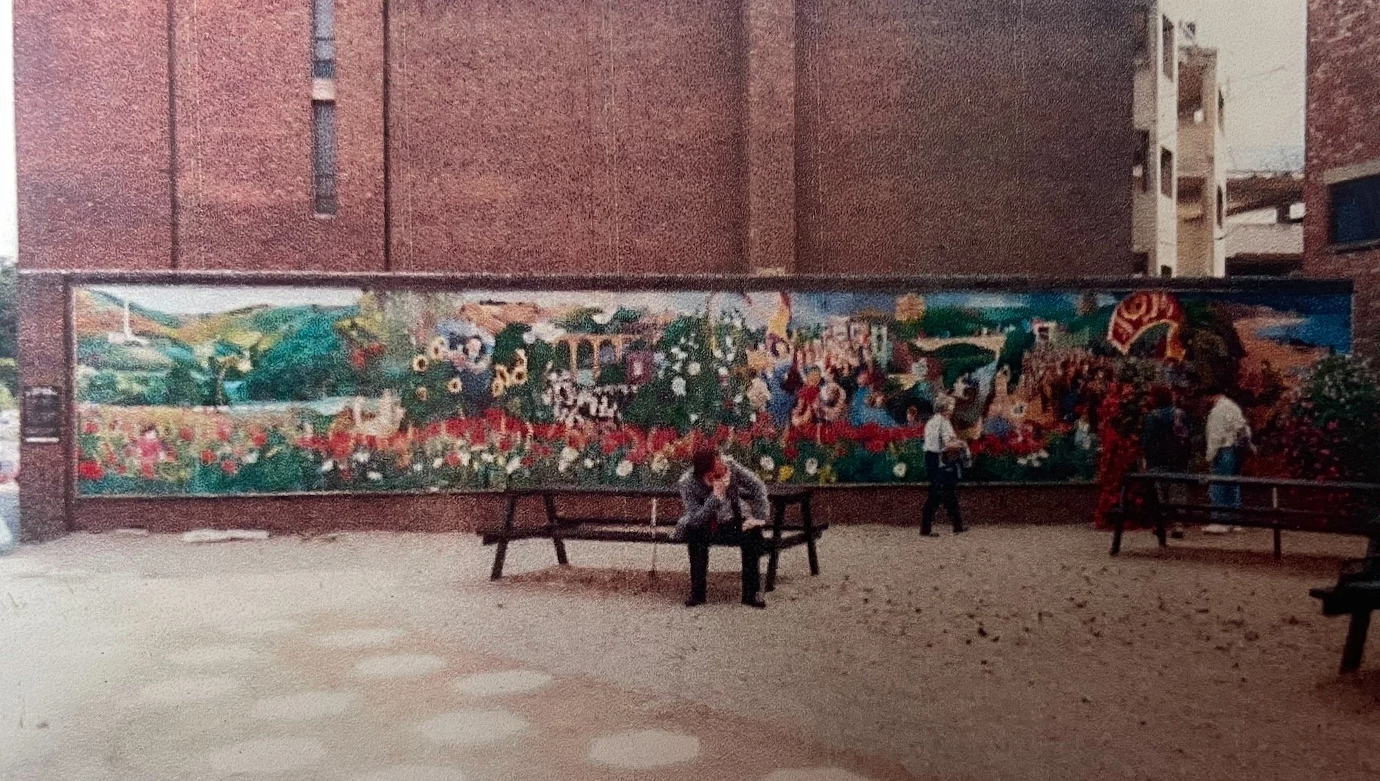 The mural was installed in Durham Market Place, opposite St Nic's Church, where it remained for 14 years.