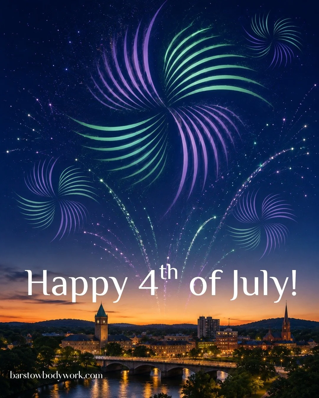 Happy 4th of July from all of us at Barstow Massage and Bodywork!

We&rsquo;re taking a moment to celebrate freedom, family, and community this Independence Day. Whether you&rsquo;re grilling with loved ones, watching fireworks light up the sky, or s
