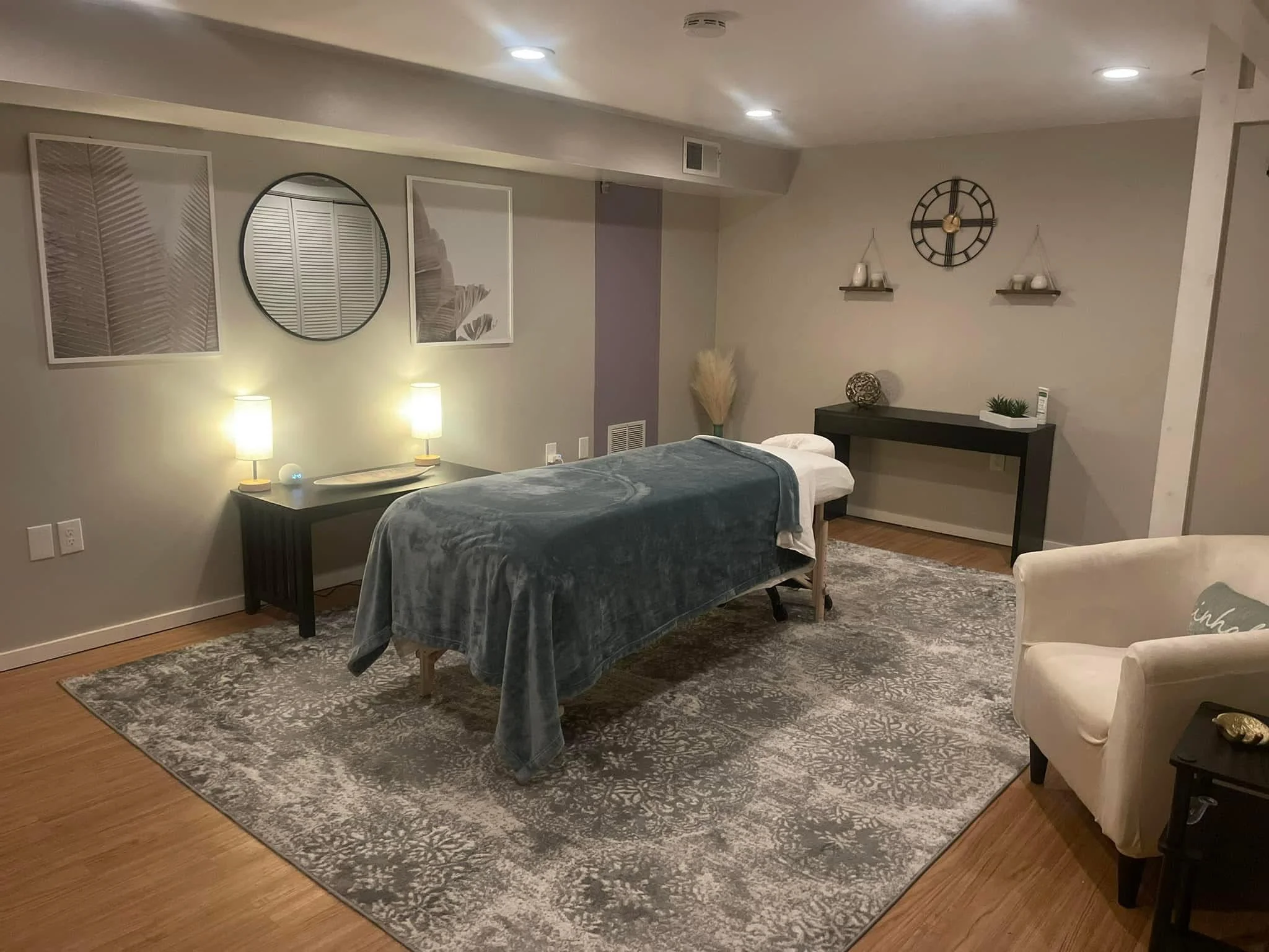 Massage treatment room, massage table, Barstow Massage