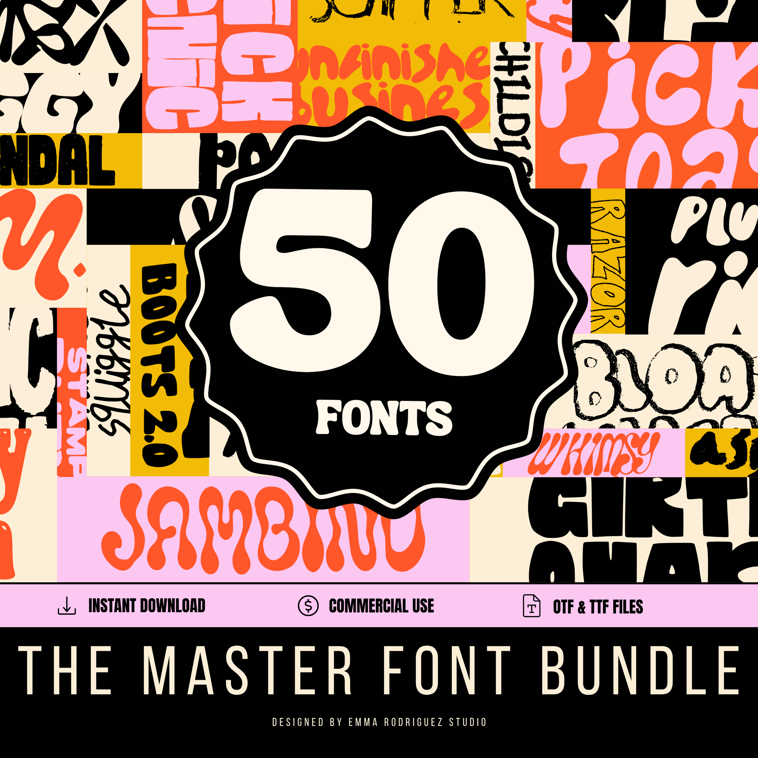 The Master Font Bundle, 50 Fonts