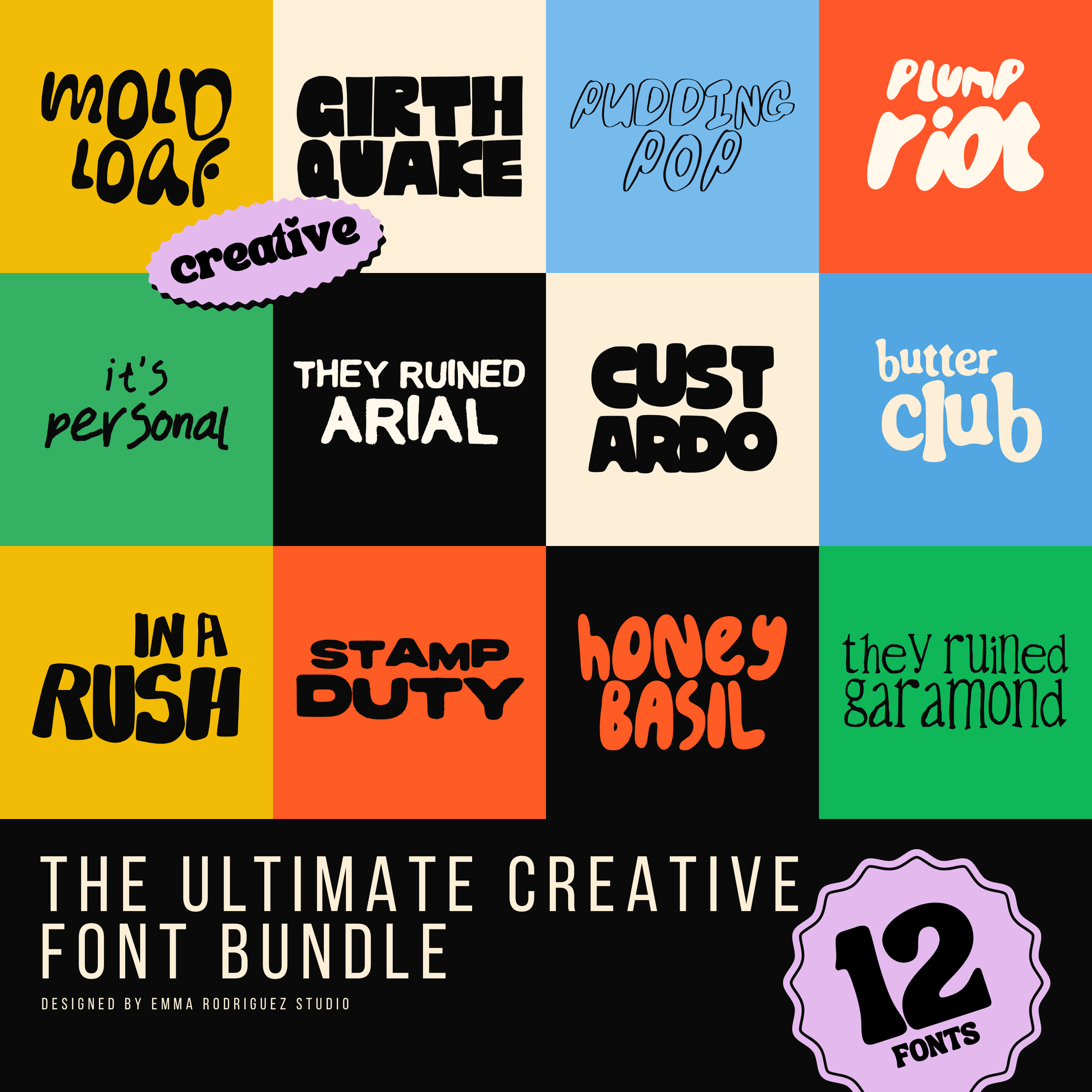 The Ultimate Creative Font Bundle, 12 Font Pack