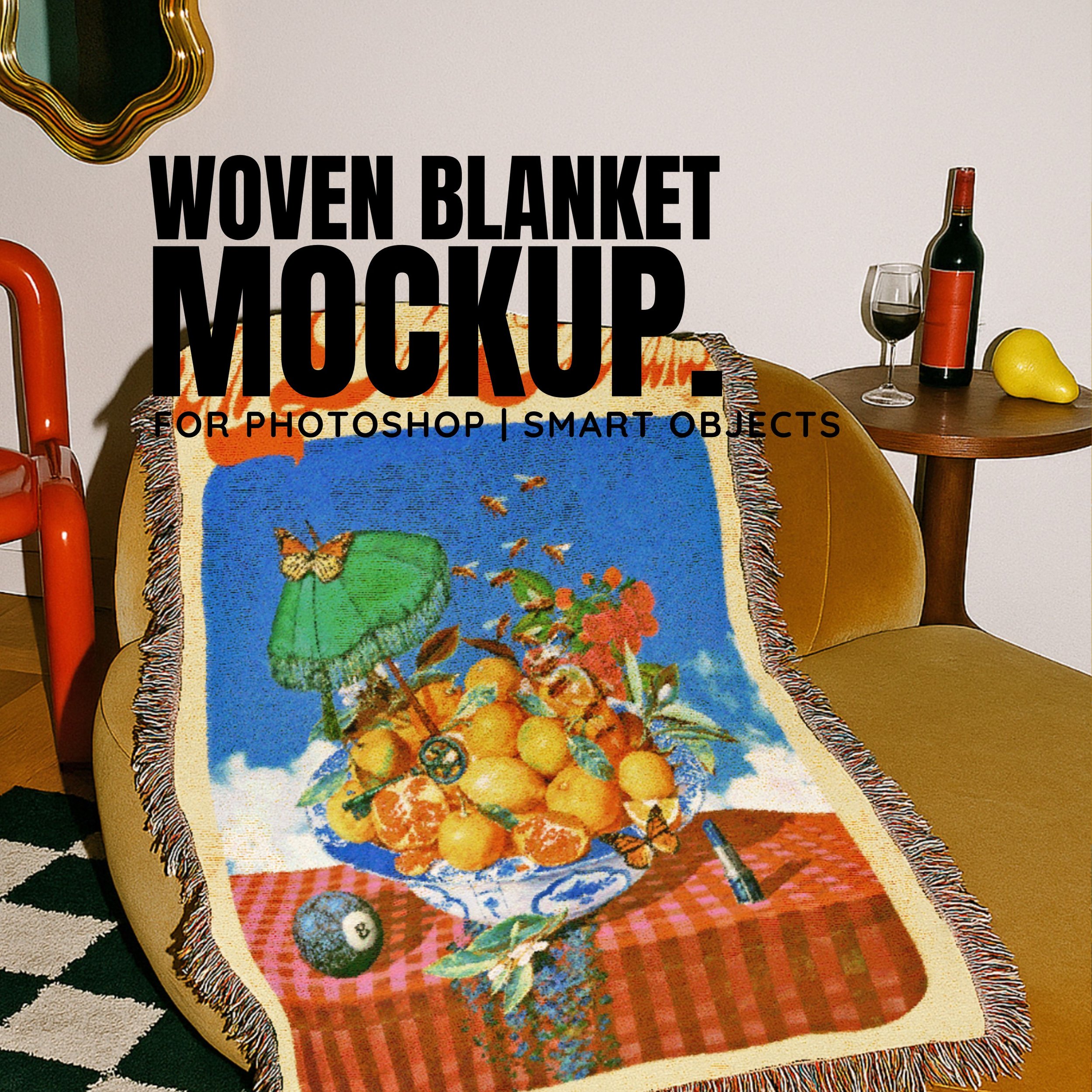 Woven Blanket Mockup, Contemporary Style