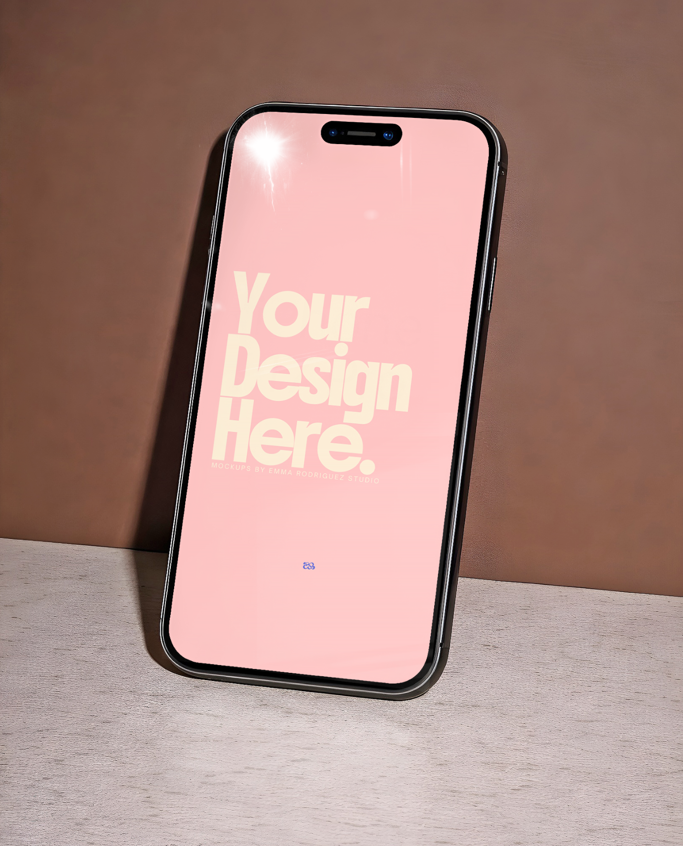 FREE iPhone Mockup, Leaning on Brown Wall