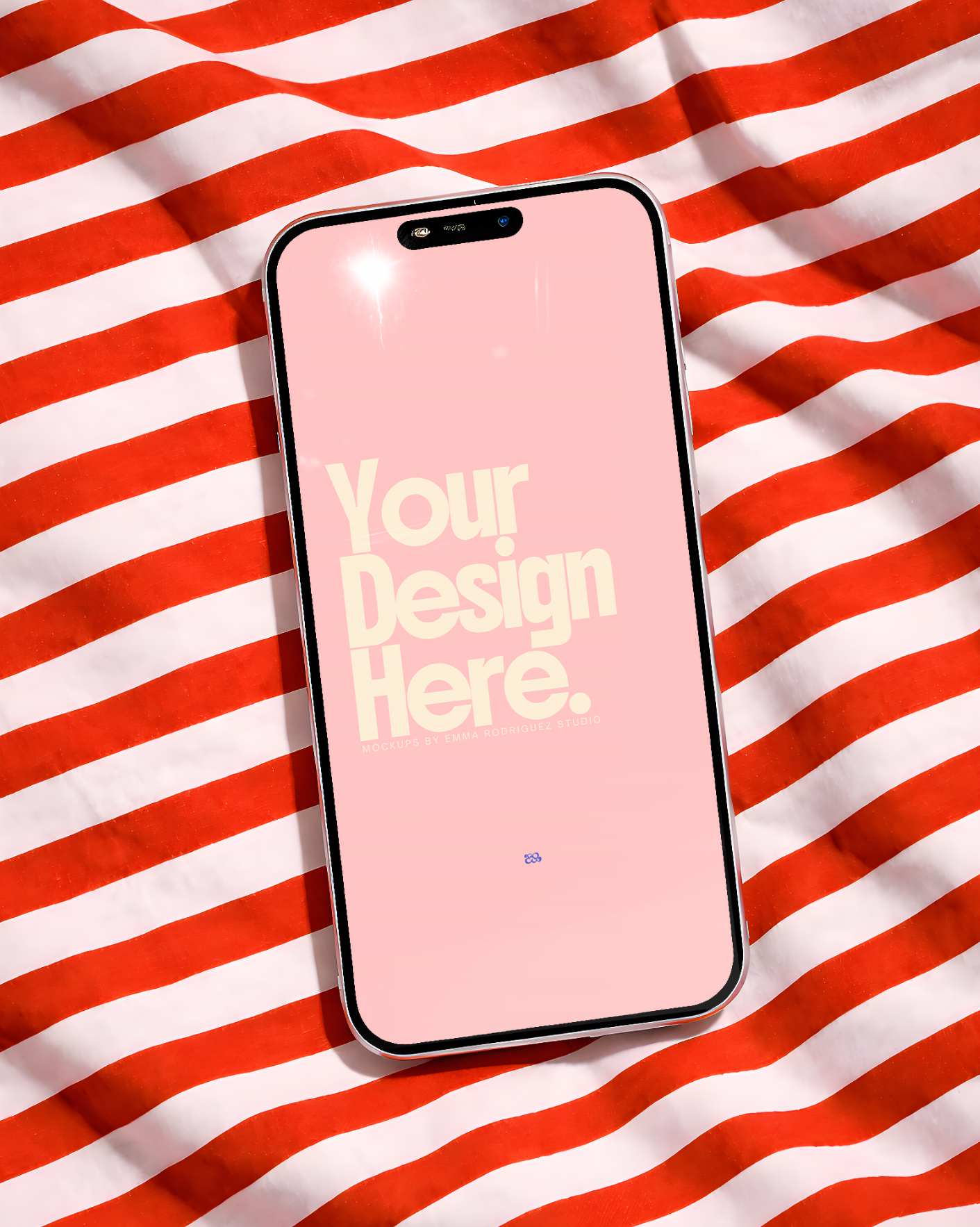 FREE iPhone Mockup, Red Striped Bed Duvet