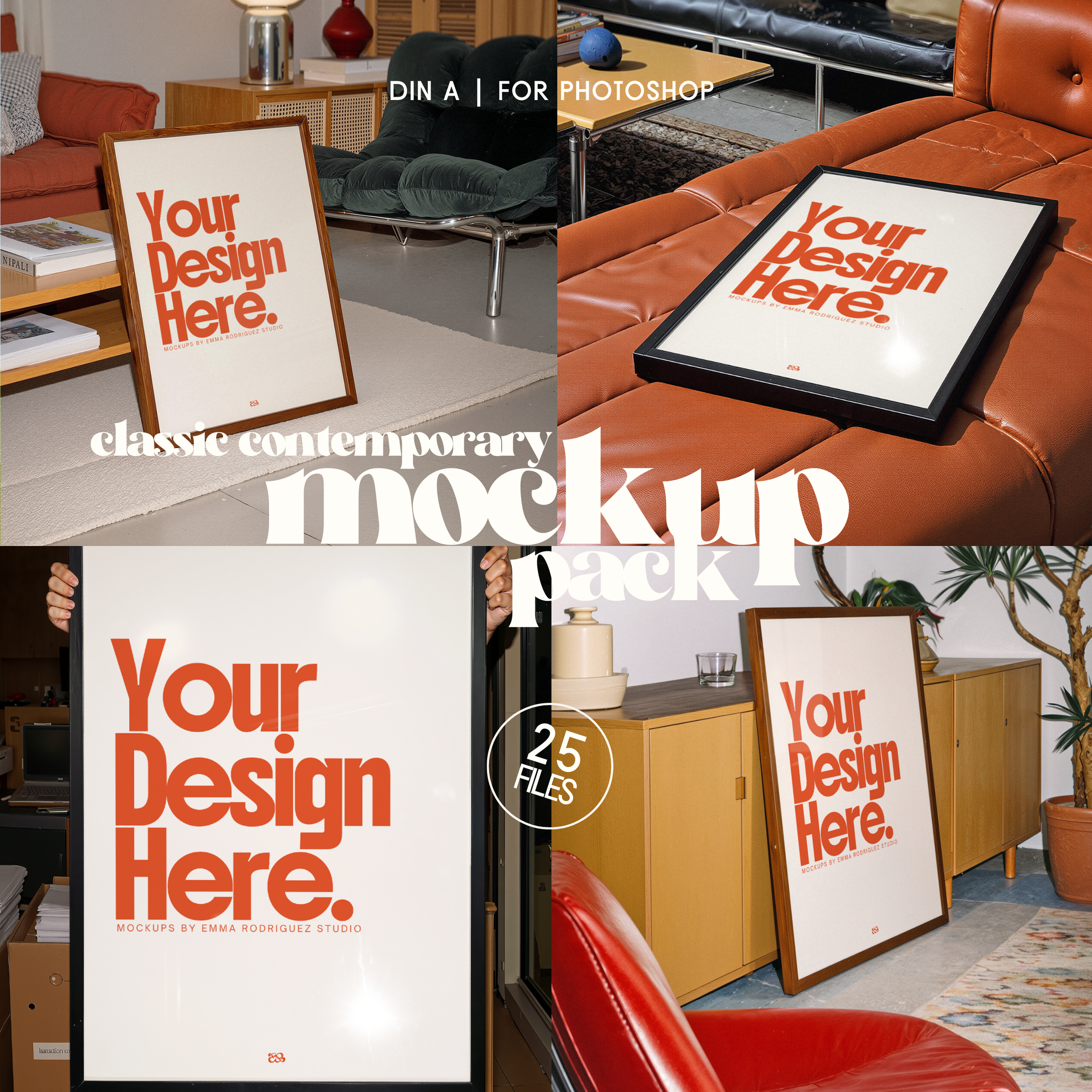 Classic Contemporary Frame Mockup Pack, 25 PSD Files
