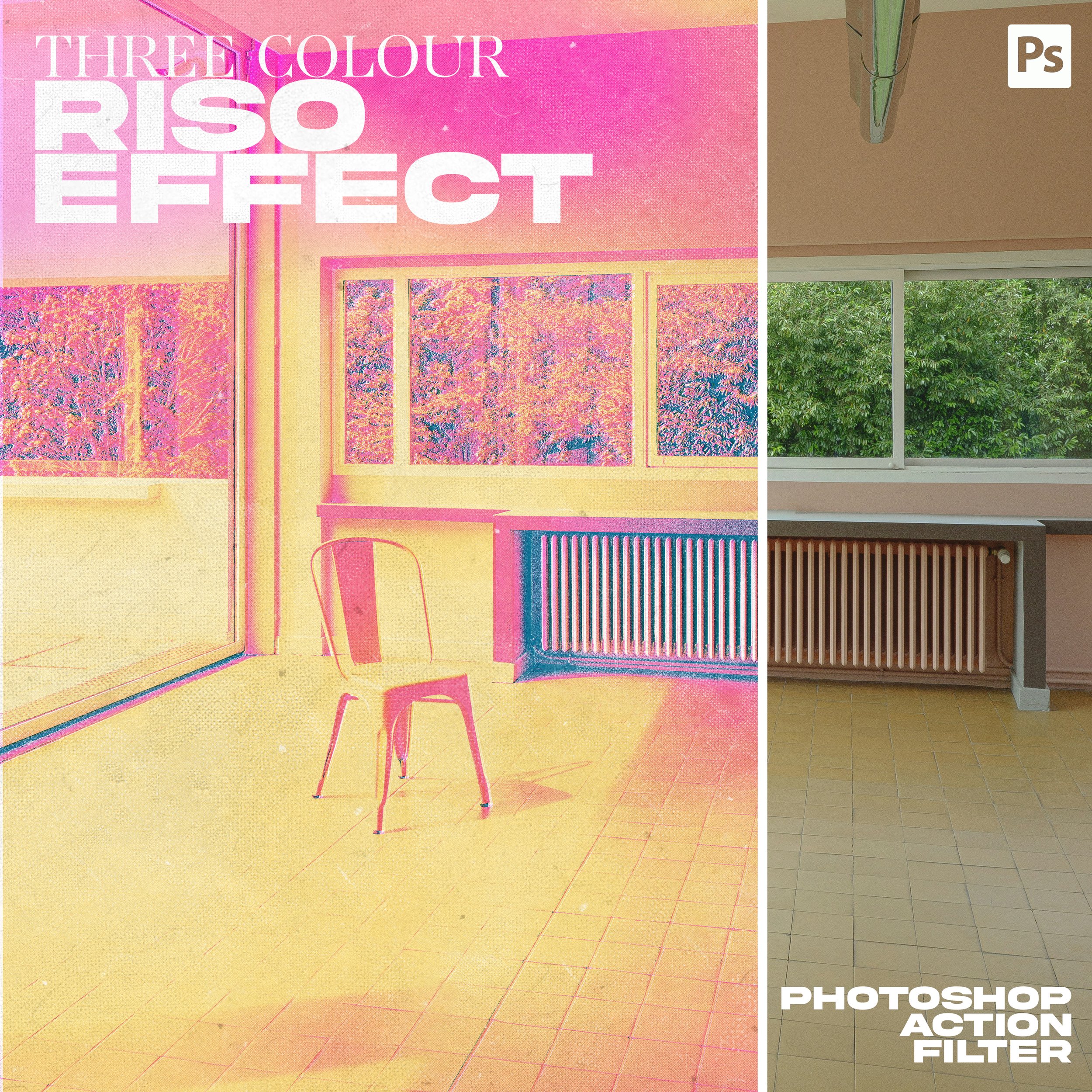 Riso Style Filter Effect for Photoshop, Three Colour | Actions for Adobe Photoshop