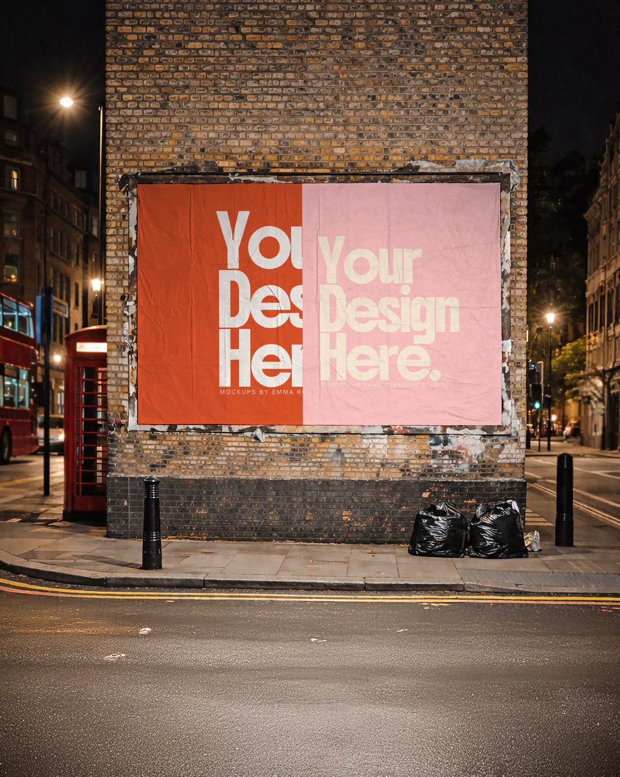 FREE City Poster Billboard Mockup, London at Night