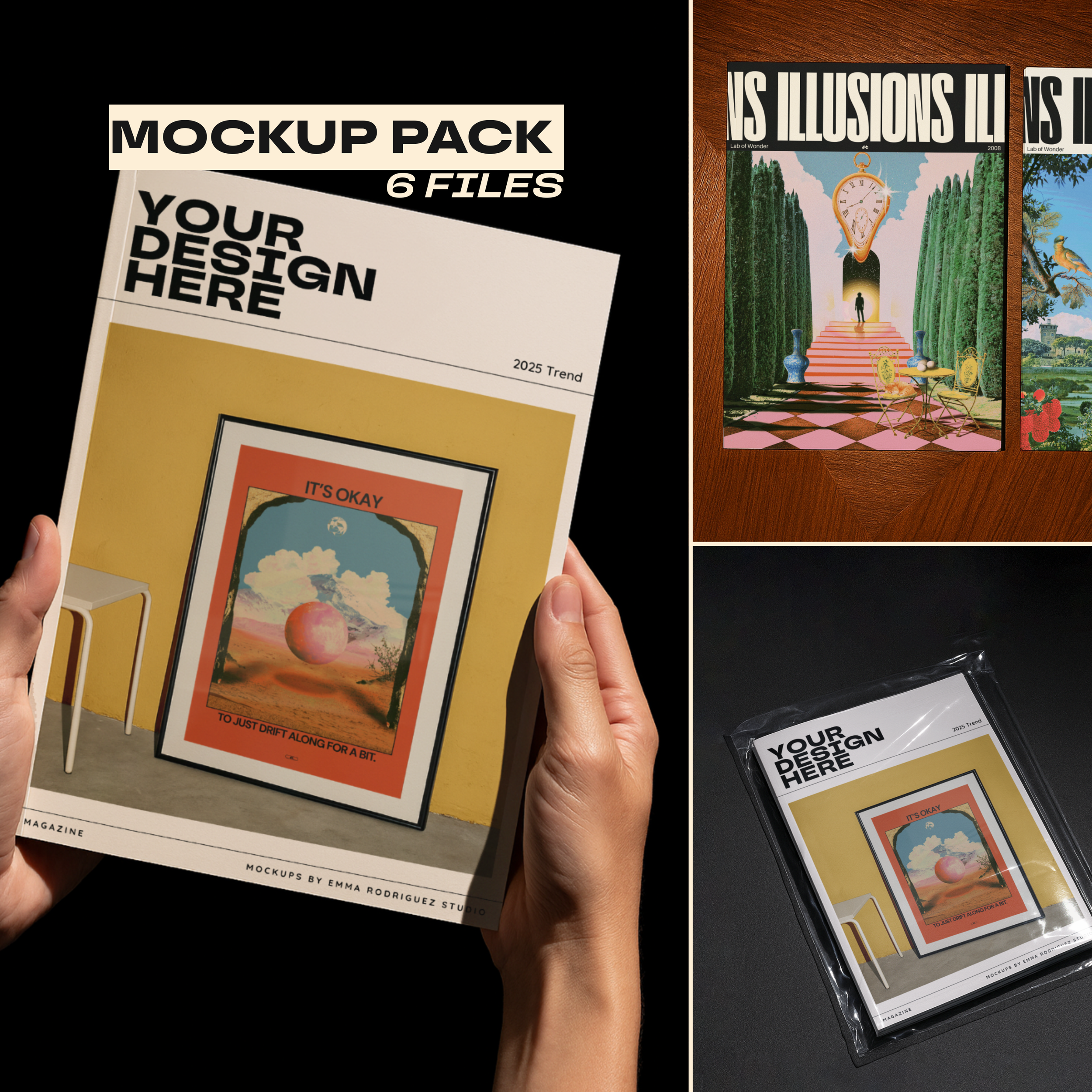 Magazine Covers Mockup Pack, 6 PSD Files