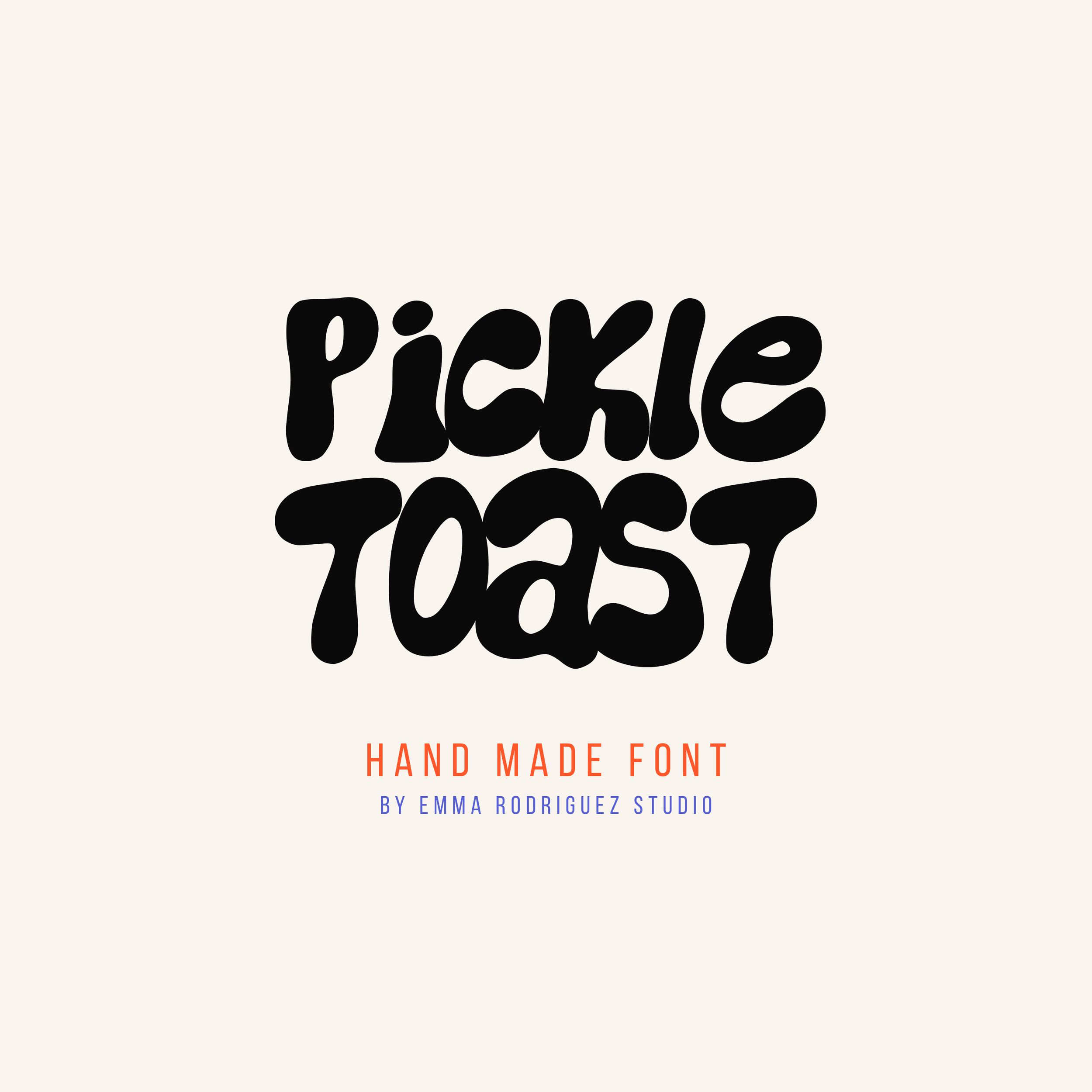 Pickle Toast Font, Bubbly, Fun, Comic Typeface