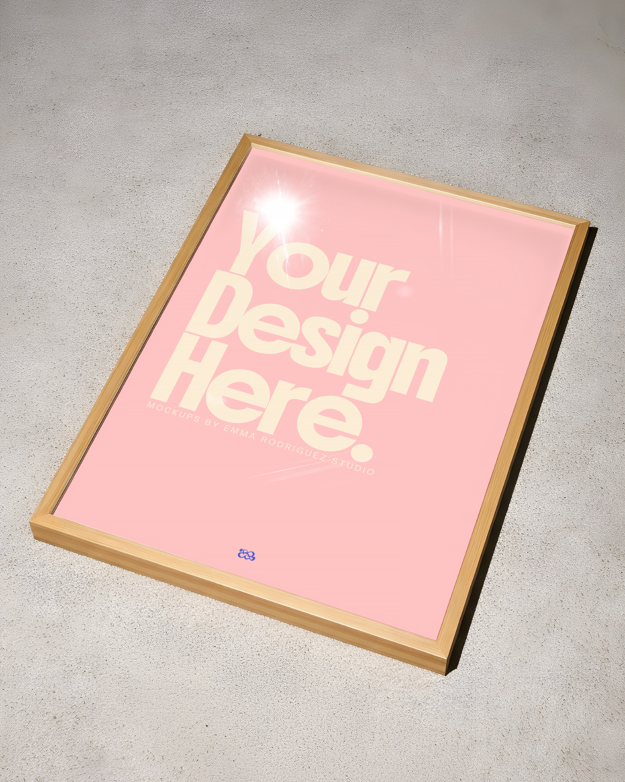 FREE Flat Laying Oak Frame Mockup for Wall Art