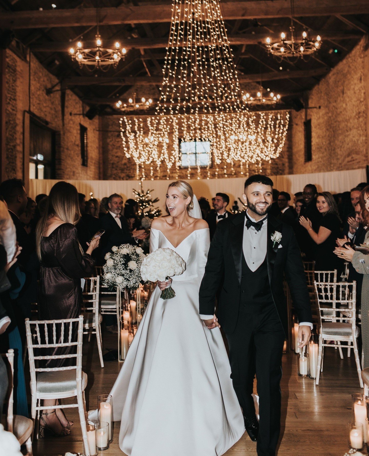 R &amp; T celebrating their happily ever after in the our Granary Barn. From elegant candlelit aisles to mulled wine &amp; dancing this wedding is a fairy tale come true. ⁠
⁠
At The Granary Estates our team of Event Coordinators helped bring the coup
