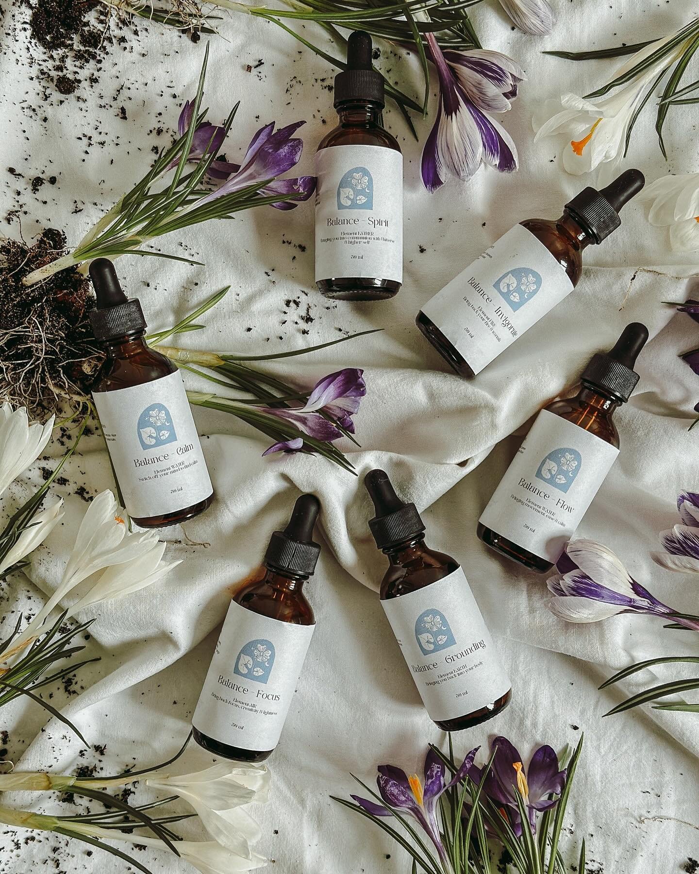 Balance 

A range of tinctures that uses the energetic properties of plants to help you create an environment of balance for mind, body &amp; emotions 

Each tincture contains plants with an affinity to one particular element &mdash; earth, air, fire