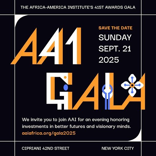We are excited to announce AAI's 41st Annual Awards Gala! It will be a celebration of the contributions and achievements of African and Diasporan icons. Join us on September 21st at Cipriani 42nd Street in #nyc for an evening honoring investments in 