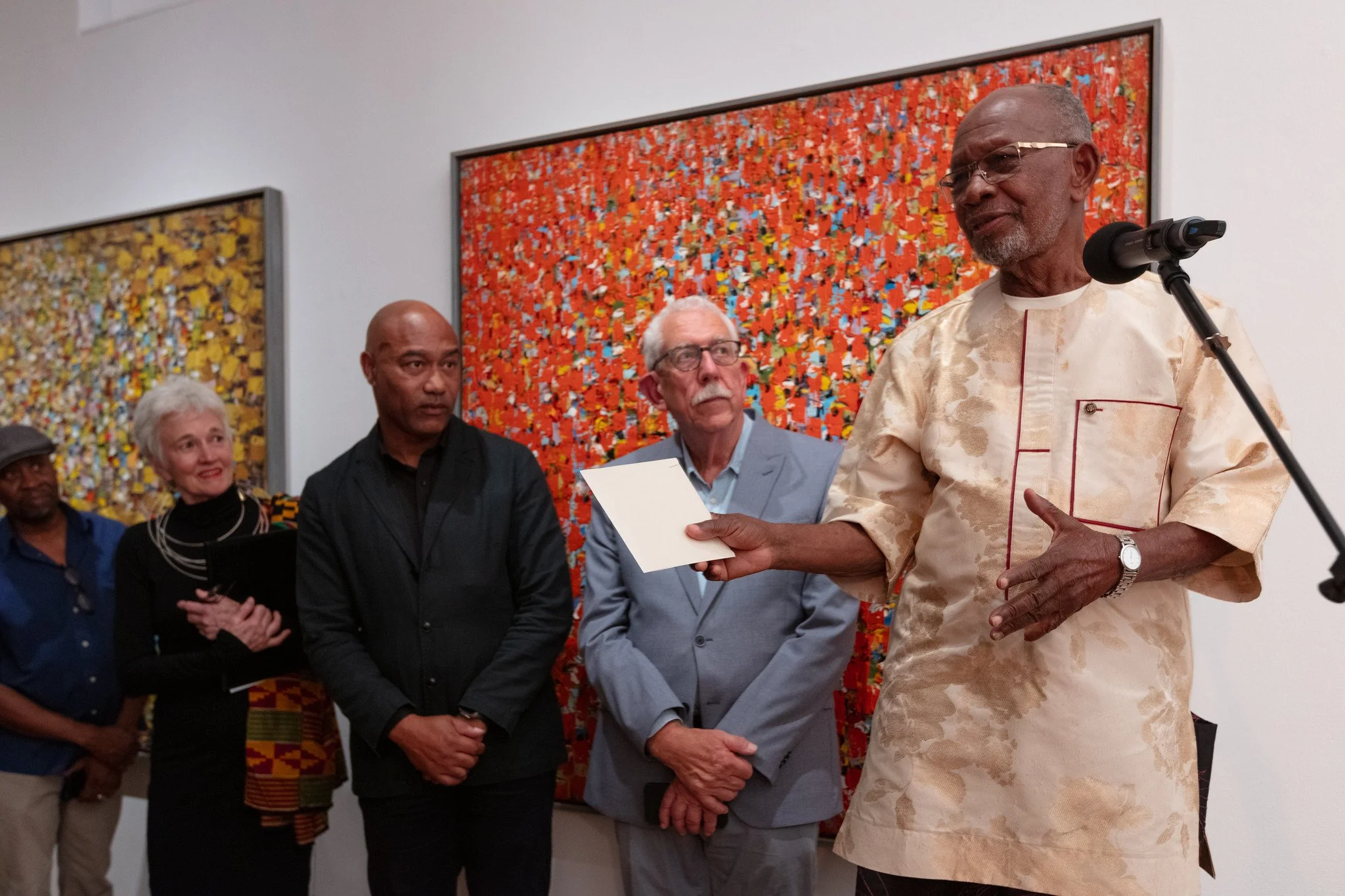 Ablade Glover and Tony Humphries, Gus Casely Hayford and Chili Hawes Private View at October Gallery