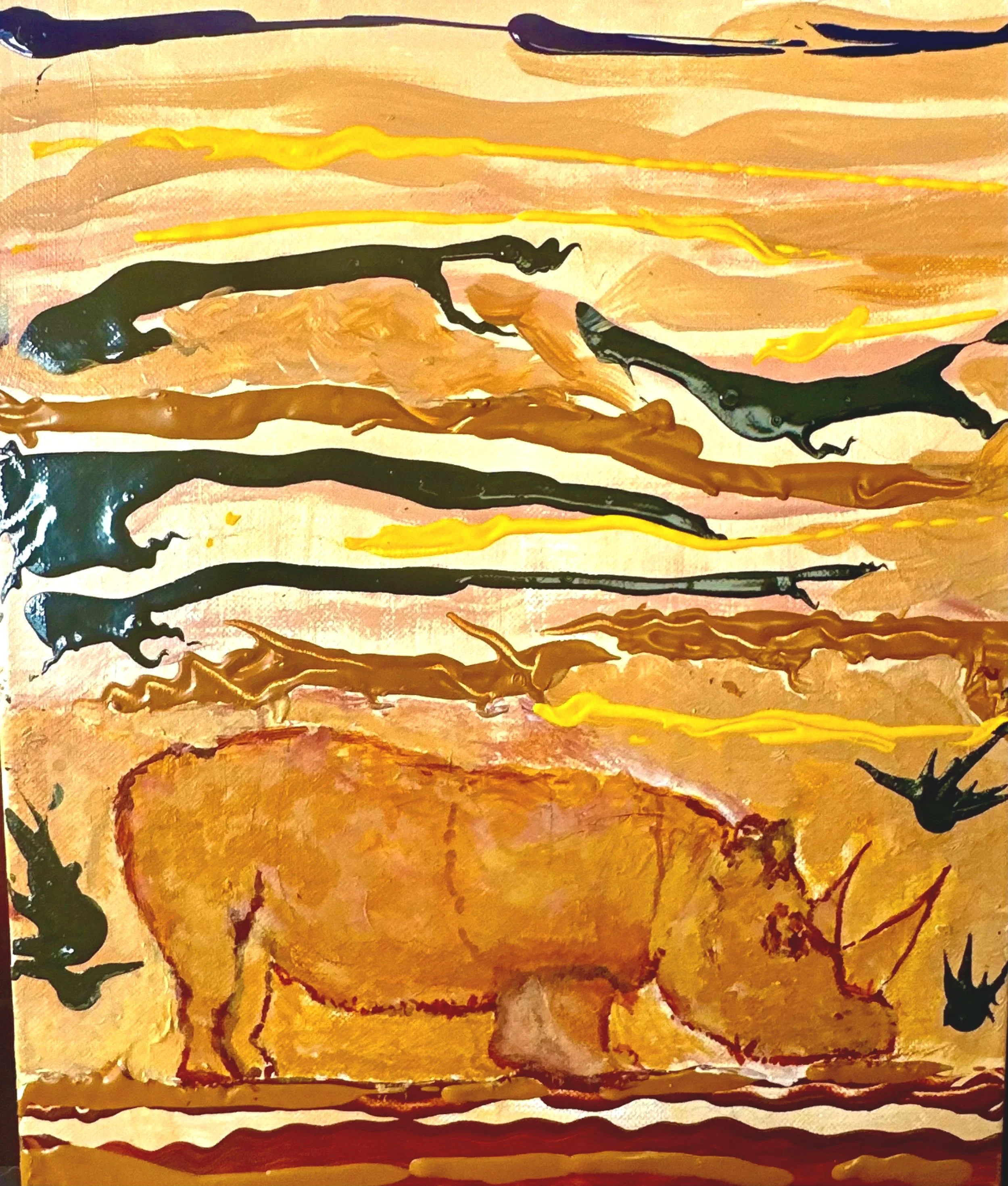 Hyenas, acrylic on canvas, 12x12 
— 2024