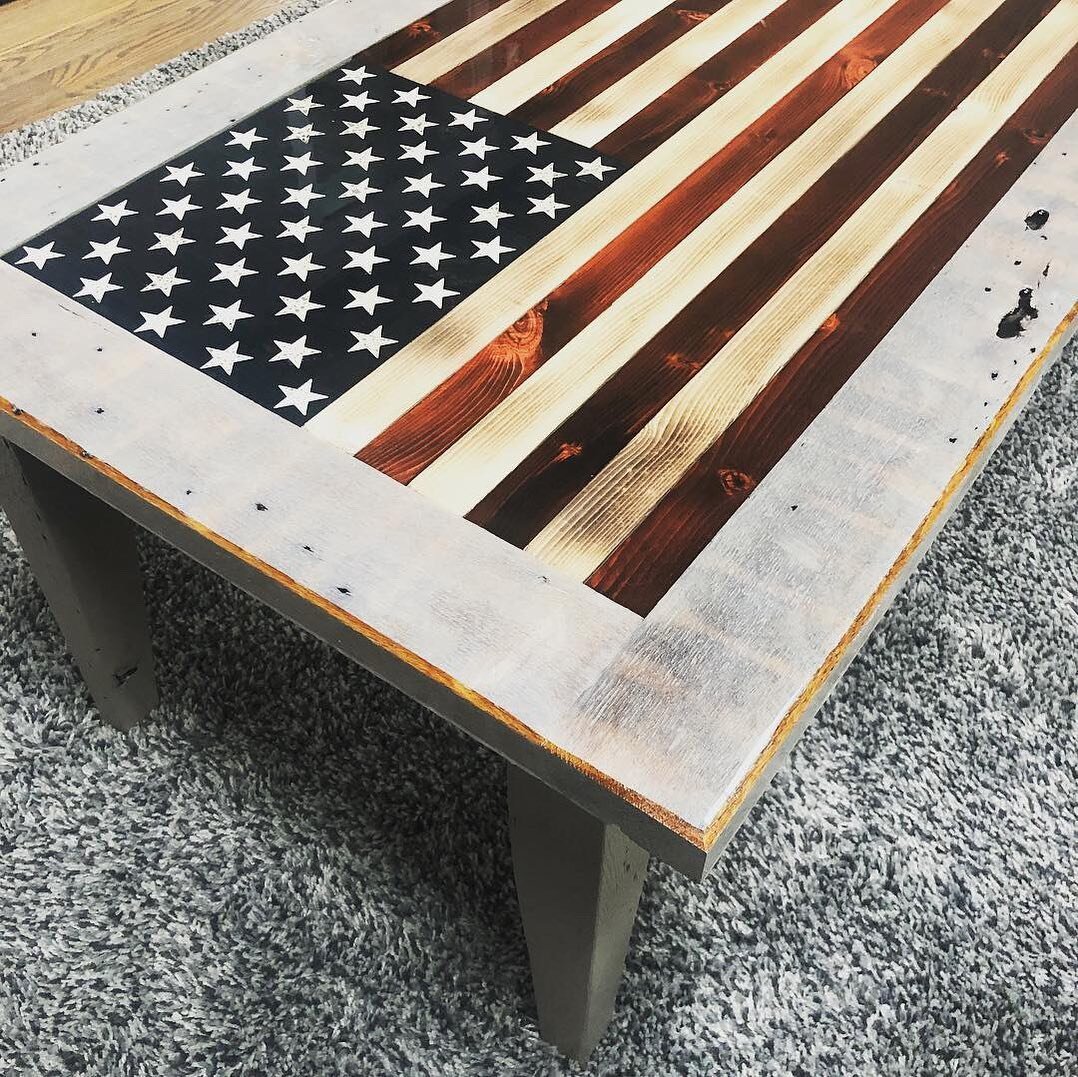 4 years ago today I finished our coffee table and my first wavy flag was finished and sold. Seems like yesterday!😁🇺🇸😁 www.shoveltownflag.com