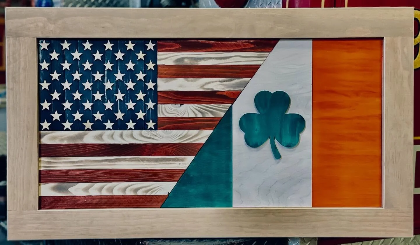 Finishing up an order for two of these this week. I wonder why&hellip;..🇮🇪🇺🇸 www.shoveltownflag.com