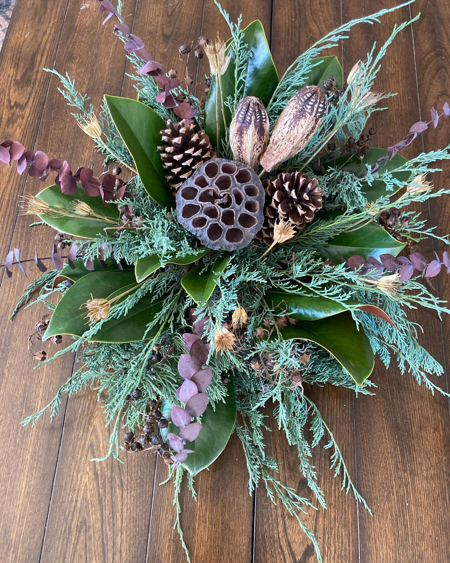 Centerpieces have been added to the Terra Lingua line of holiday decor. Made exclusively with natural greens, berries, and dried flowers&mdash;almost all of which is grown and harvested straight from the farm. Find them along with our last autumn wre