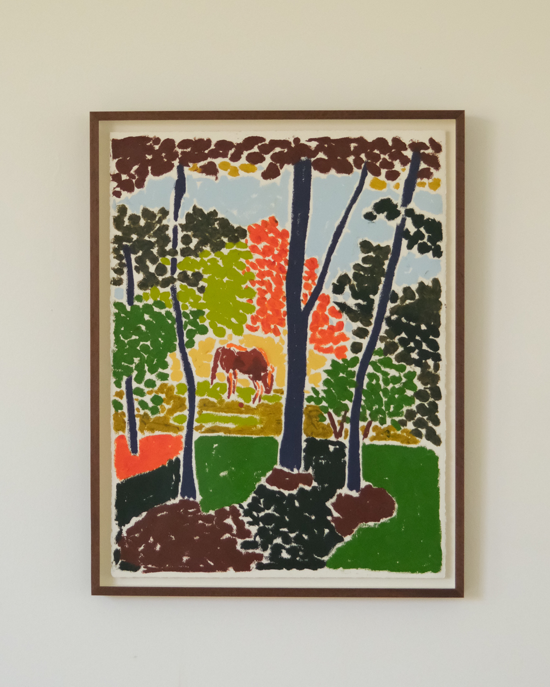 Paard tussen de bomen
76x57 cm 
Oilstick on Paper
€1915