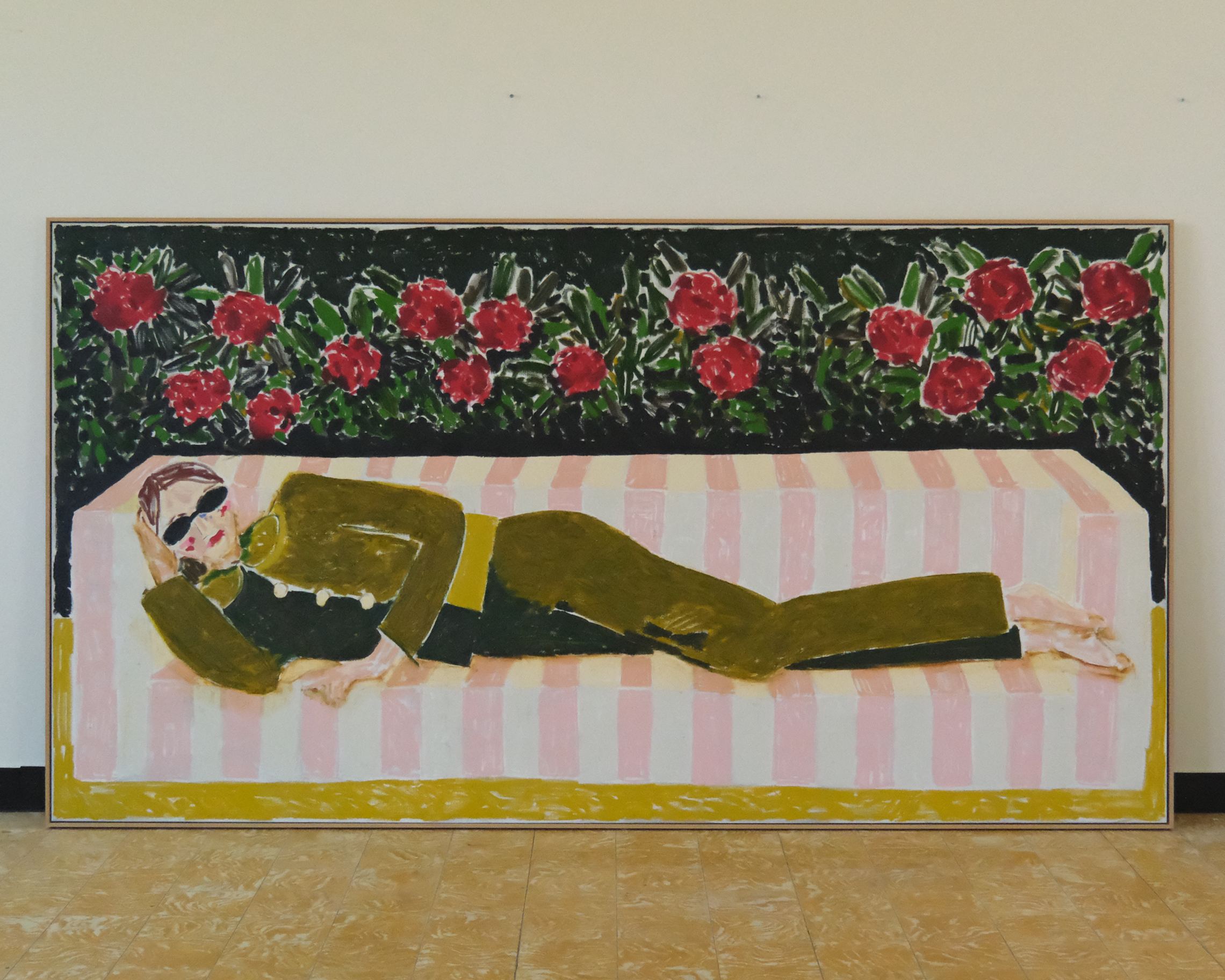 Vrouw in tuin met rhododendrons
280x150 cm
Oilstick on Linen
€7050