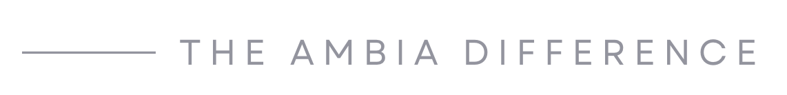 Text reads 'The AMBIA Difference' in gray font on a white background.