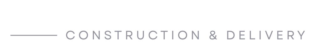 Text saying "CONSTRUCTION & DELIVERY" in gray capital letters with a horizontal line on the left.