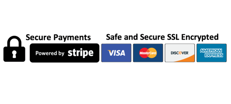 Secure payments powered by Stripe: Visa, Mastercard, Discover, American Express