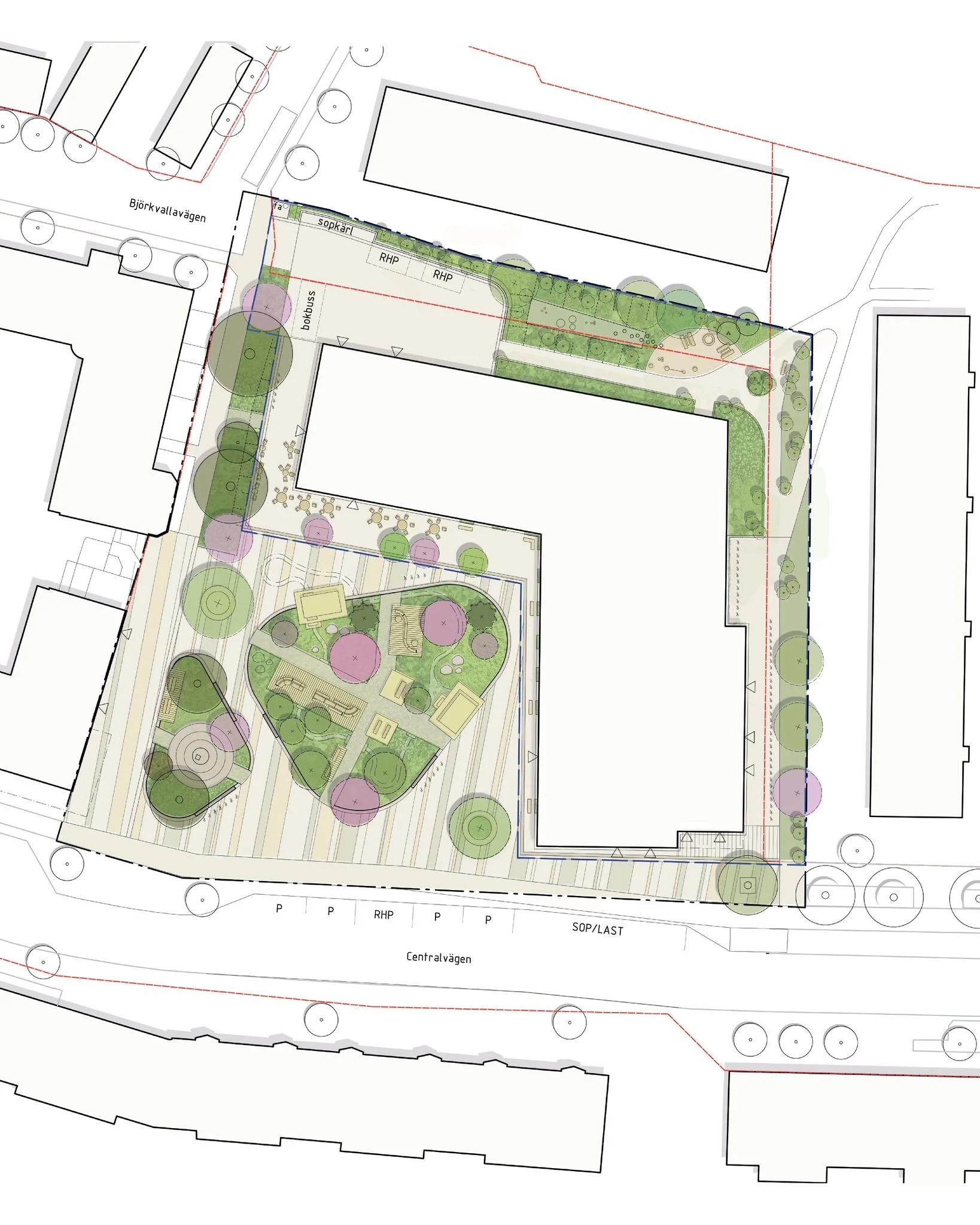 Nya Elis park &ndash; bost&auml;der, bibliotek och parktorg mitt i Upplands V&auml;sby
Planens huvudgrepp &auml;r att samla Bj&ouml;rkvallatorget och Elis park till &rdquo;Nya Elis park&rdquo; &ndash; ett offentligt rum med egenskaper av b&aring;de p