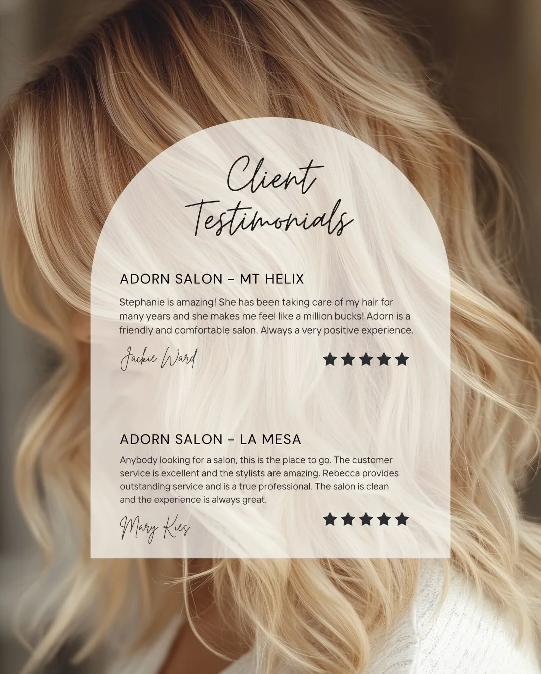 Kind words from the best clients ✨
We&rsquo;re so thankful for the trust, the loyalty, and the relationships built in our chairs🫶🏼

#lamesahairstylist #sandiegohairsalon #sdblondespecialist #sdextensionspecialist #lamesahairsalon