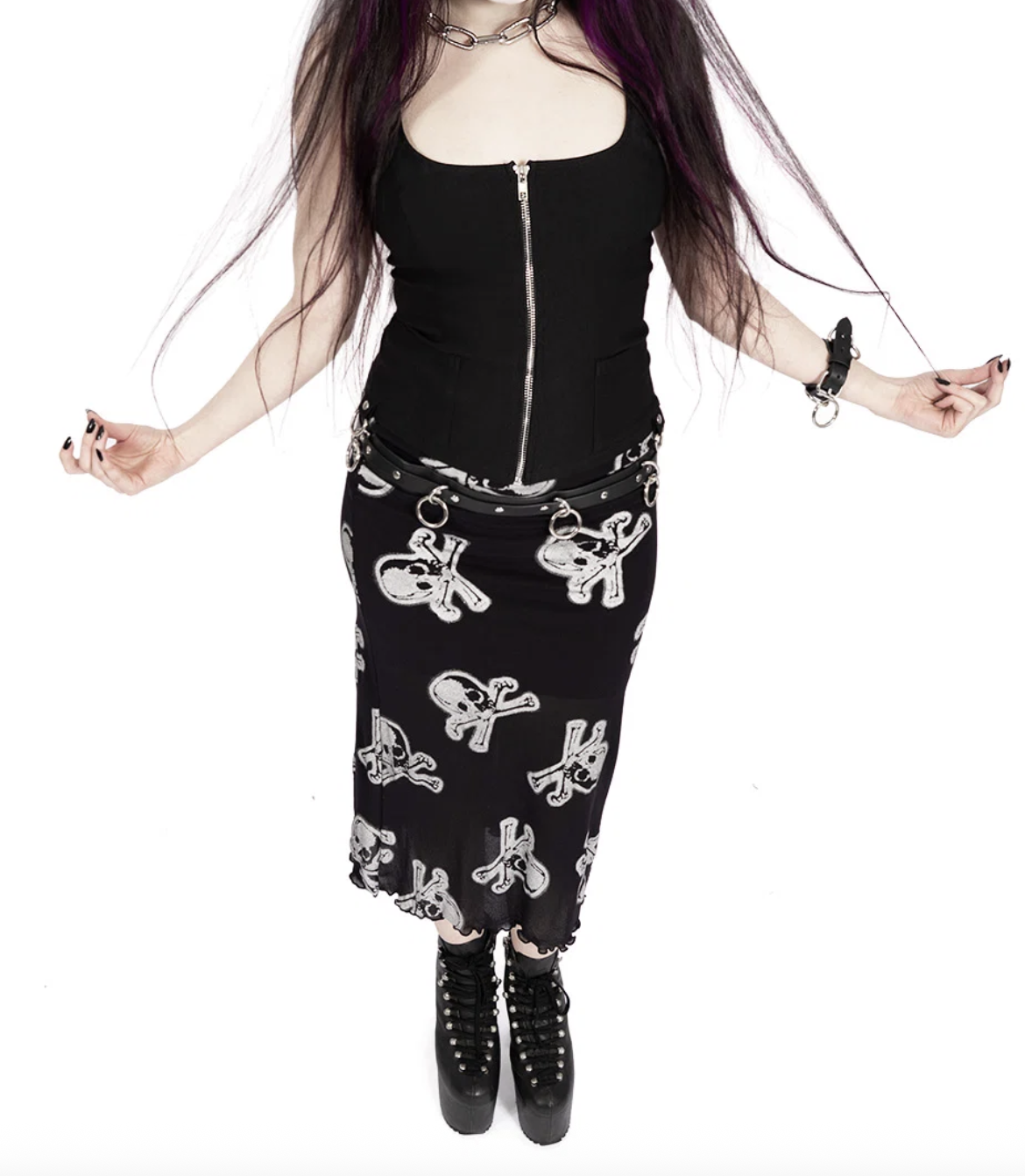 Skully Midi Mesh Skirt by Lip Service