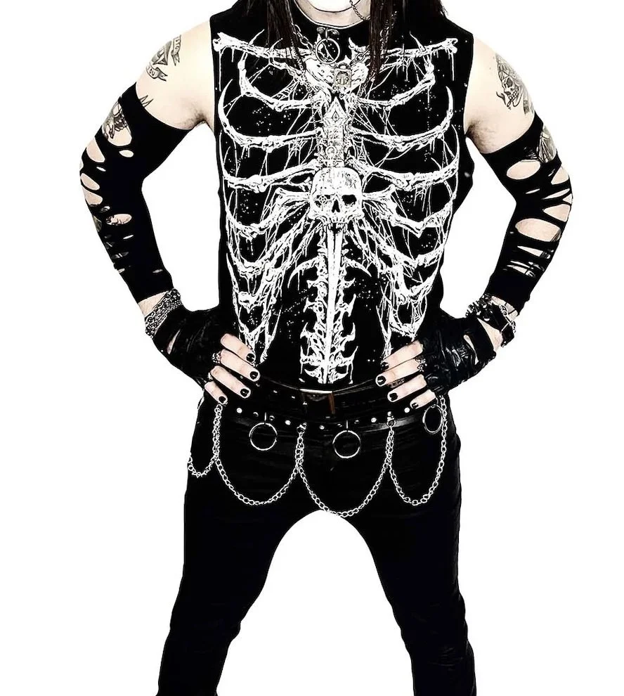 Dead Inside Rib Cage Sleeveless Tee by Lip Service