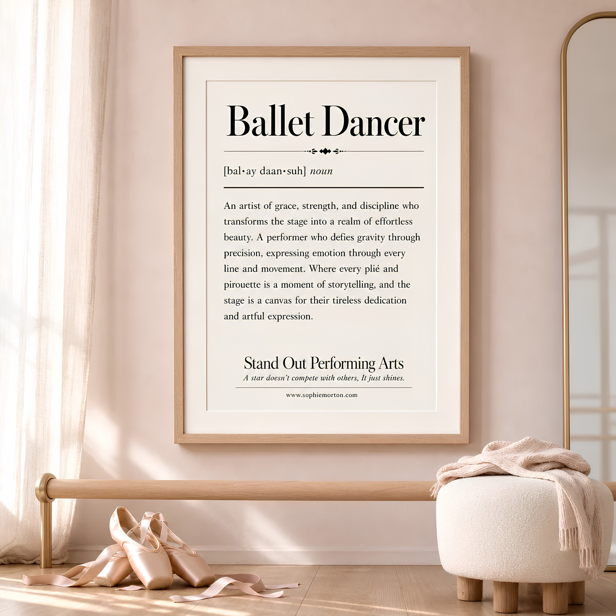 Ballet Dancer definition poster celebrating dance, performance and creative confidence from Stand Out Performing Arts