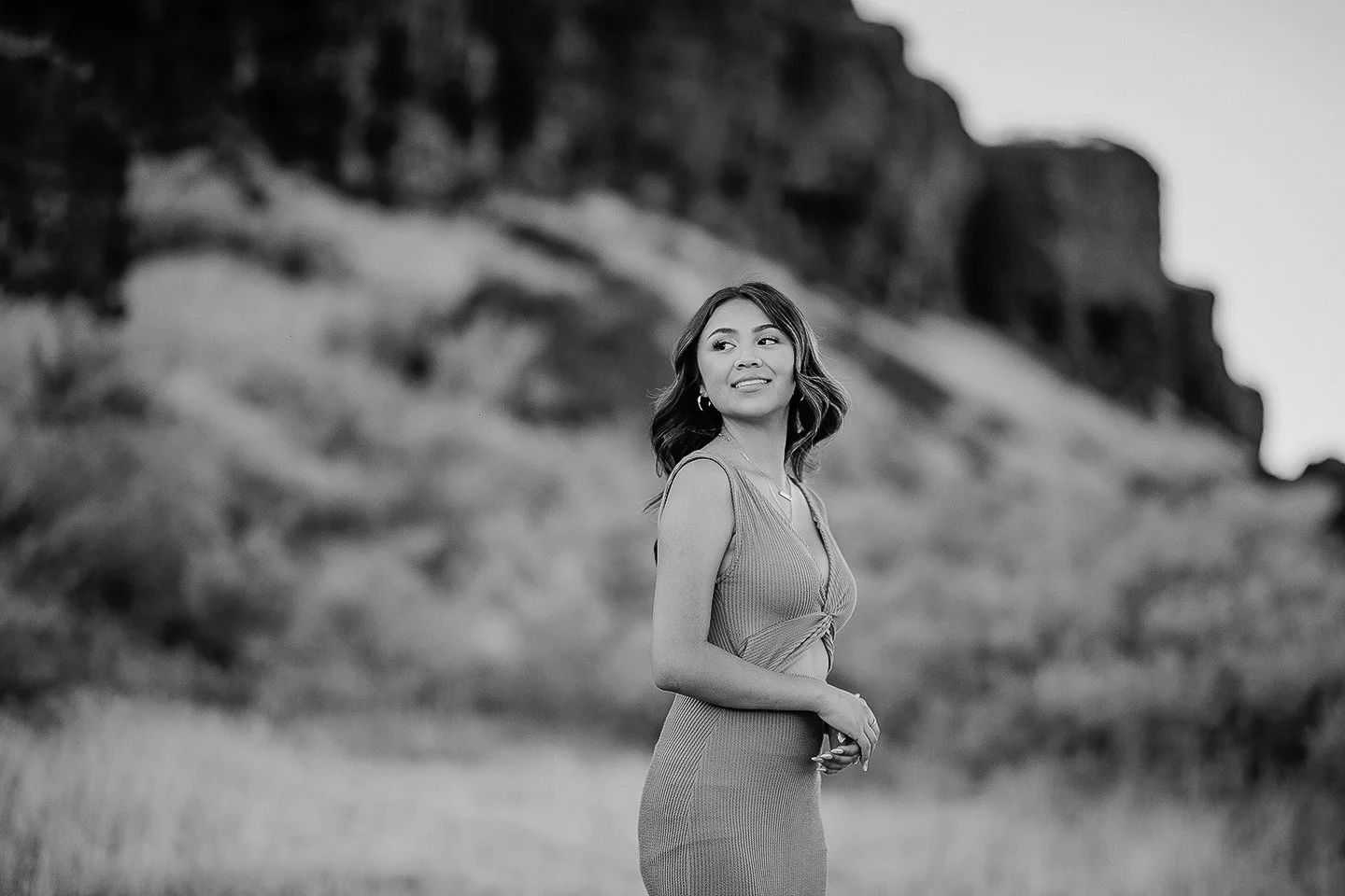 Rockery background, summer vibes for this highschool senior shoot in Benton City, WA