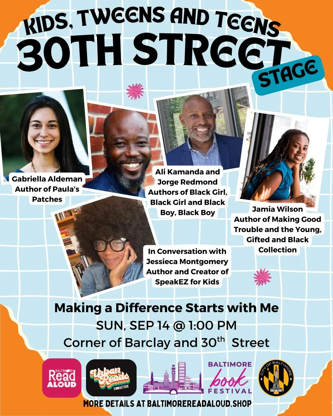 Making a Difference Starts With Me
Sunday, September 14 at 1 PM
@urbanreadsbookstore @alibikokamanda @jamiaawilson @speak_ez_for_kids @write_between 

Moderator: Jessieca Montgomery
Jessieca Montgomery is the proud owner of Speak EZ for Kids &amp; Au