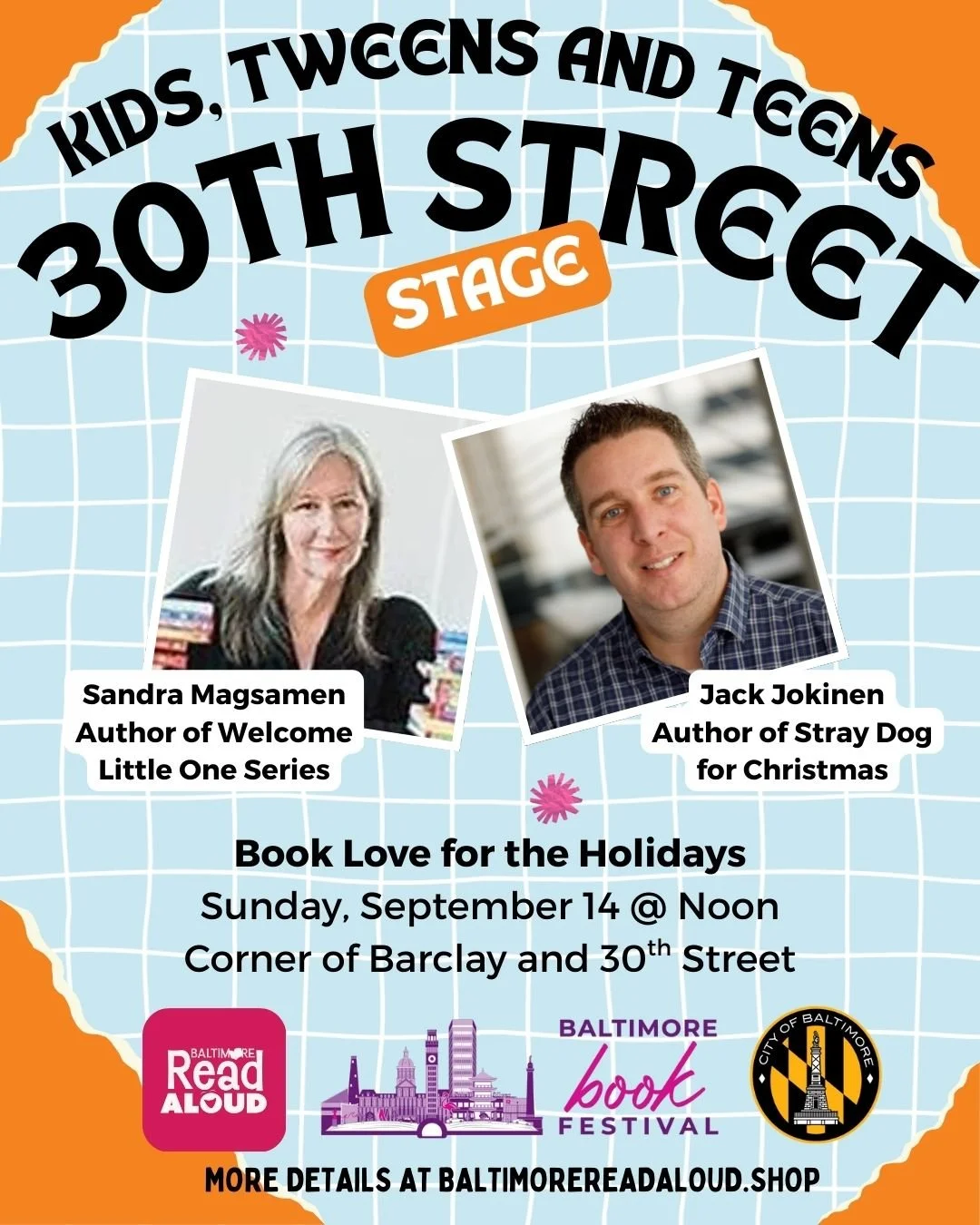 Sunday, September 14 at Noon
Book Love for the Holidays

@sandramagsamen @@jjfromthebronx 

Creative: Sandra Magsamen
Sandra Magsamen is an award-winning author of children's books. Her work with publishers Scholastic and Sourcebooks includes some of