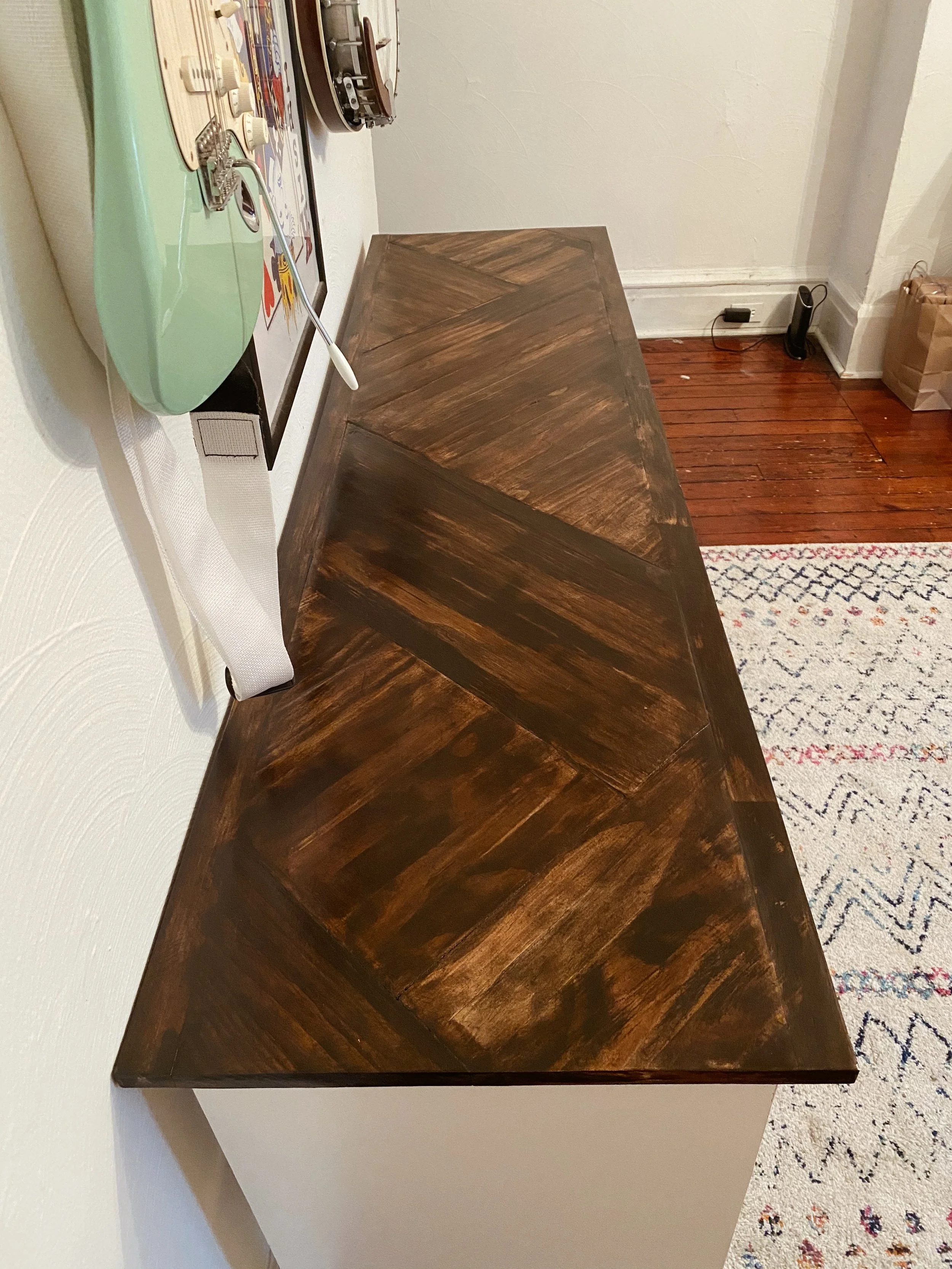 Buffet top made up of 80-something pieces of wood pt 3