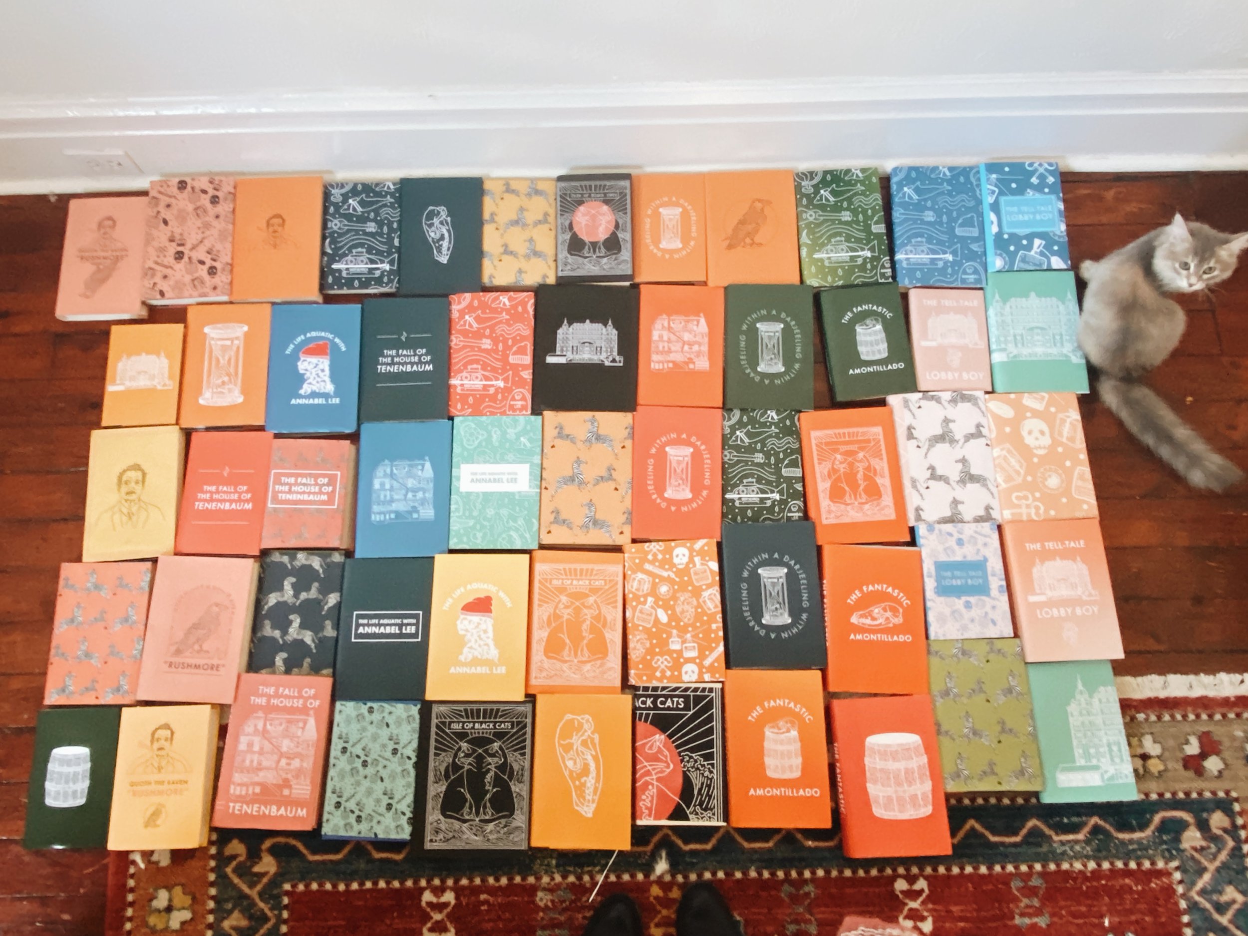~60 unique book cover designs -- illustrated, printed and assembled by me