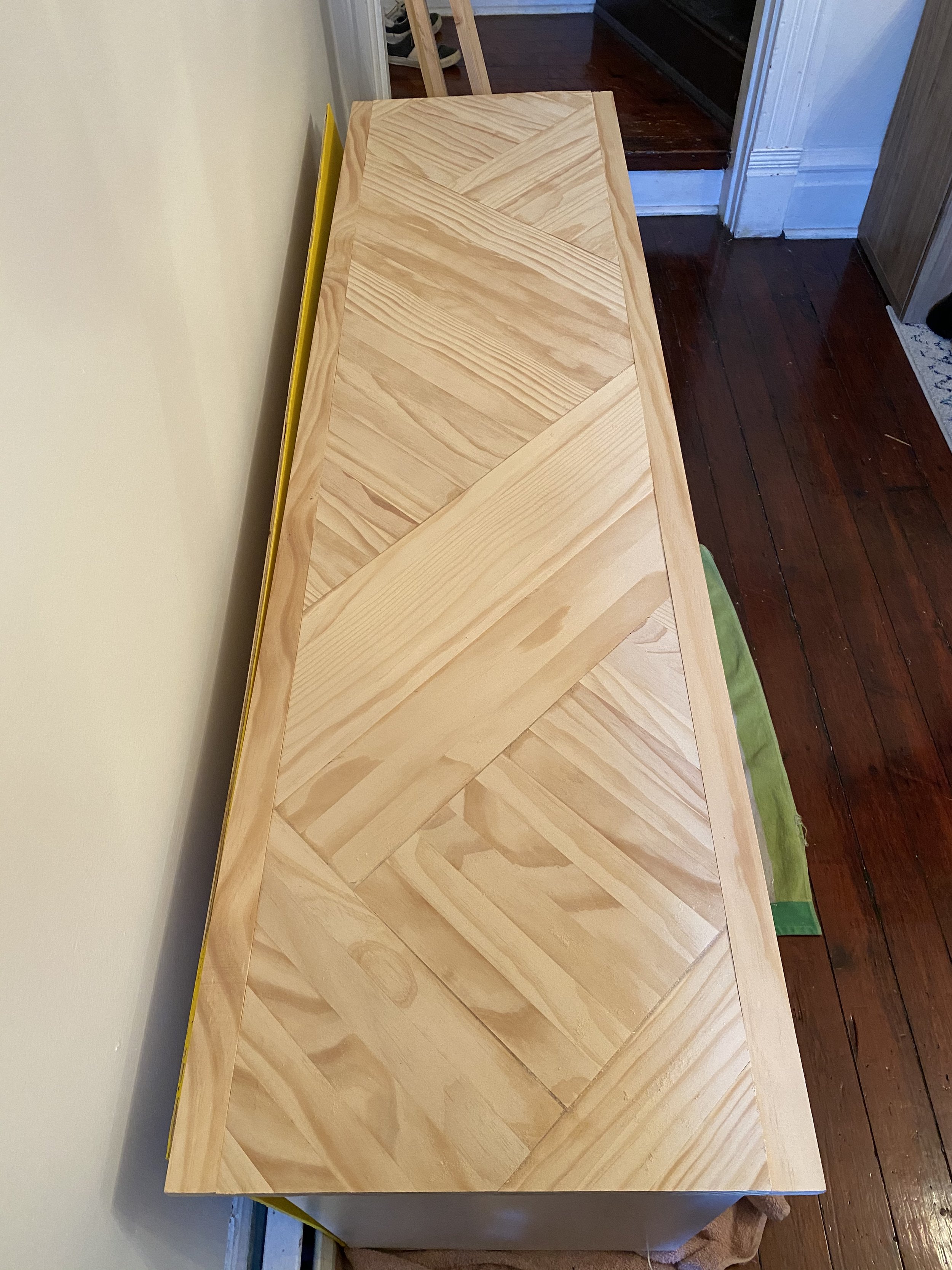 Buffet top made up of 80-something pieces of wood pt 2