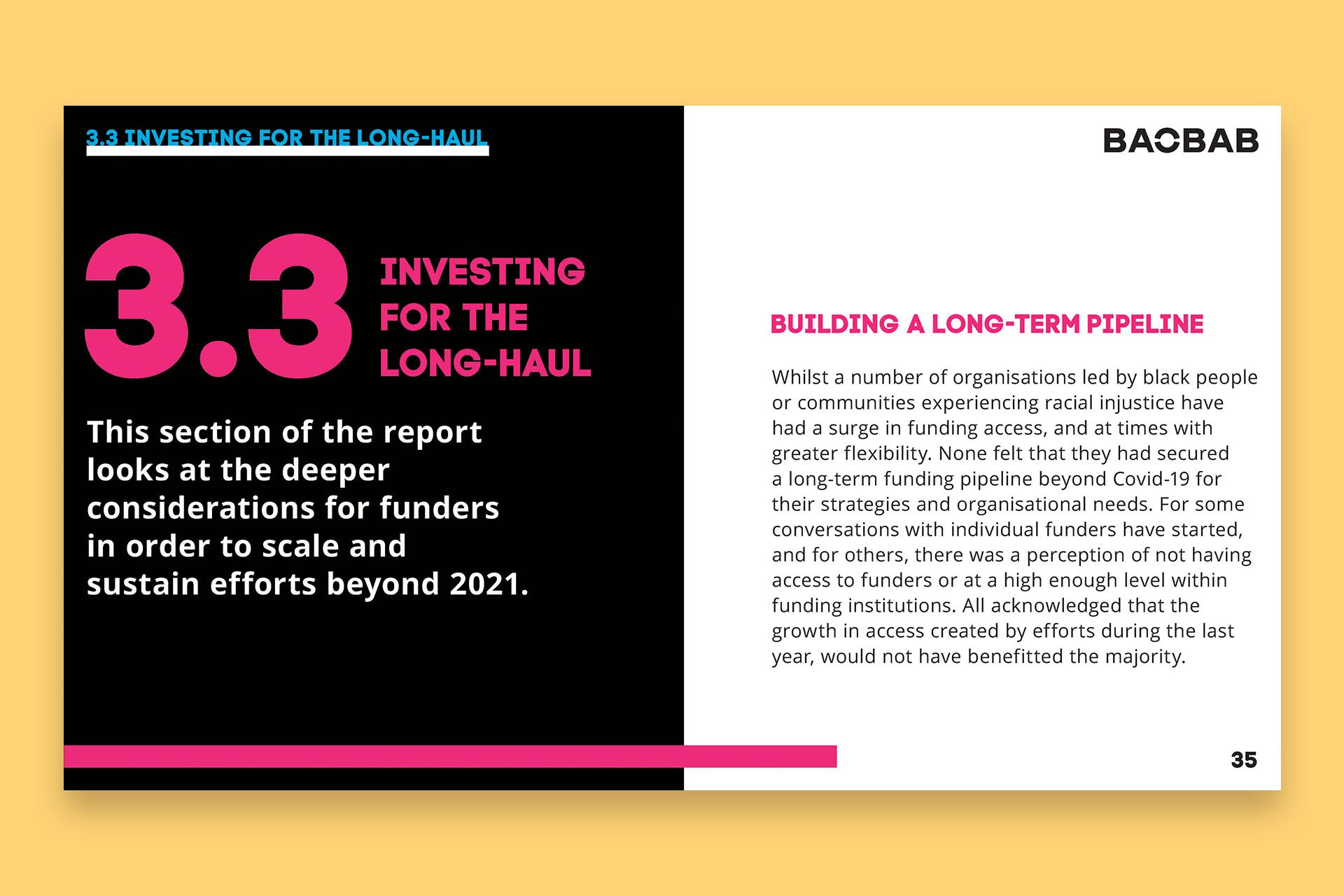 The BAOBAB Foundation report Digging Deeper: Insights on Tailored Funding to Organisations led by Black people and communities experiencing racial injustice in 2020