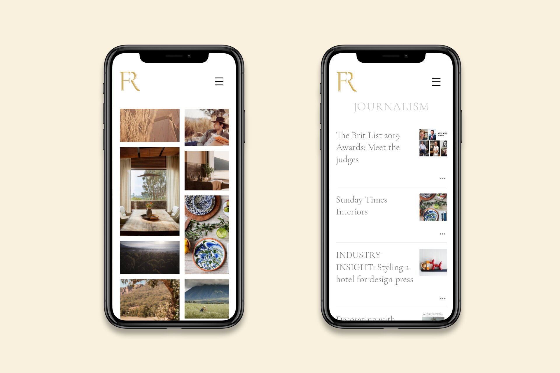 The site makes use of very minimal details, reduction was key in making the images stand out.