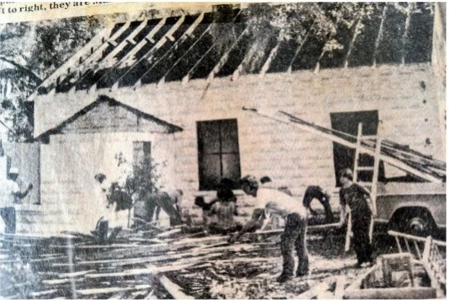 “Parishioners & friends of St. Margaret’s Episcopal Church gathered together recently to tear down the old church to help provide more parking for the religious center. This edifice has stood since 1914, and will eventually be the site of a new paris